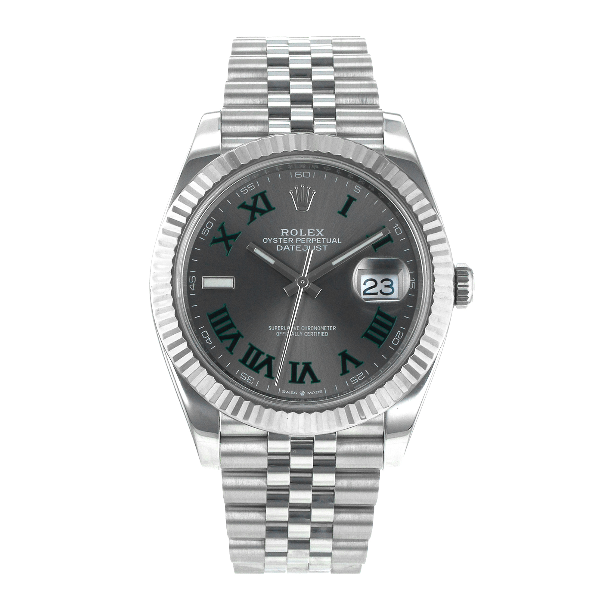 Rolex Datejust 41 126334 Wimbledon Green Steel White Gold Jubilee Mens Watch thumbnail 2