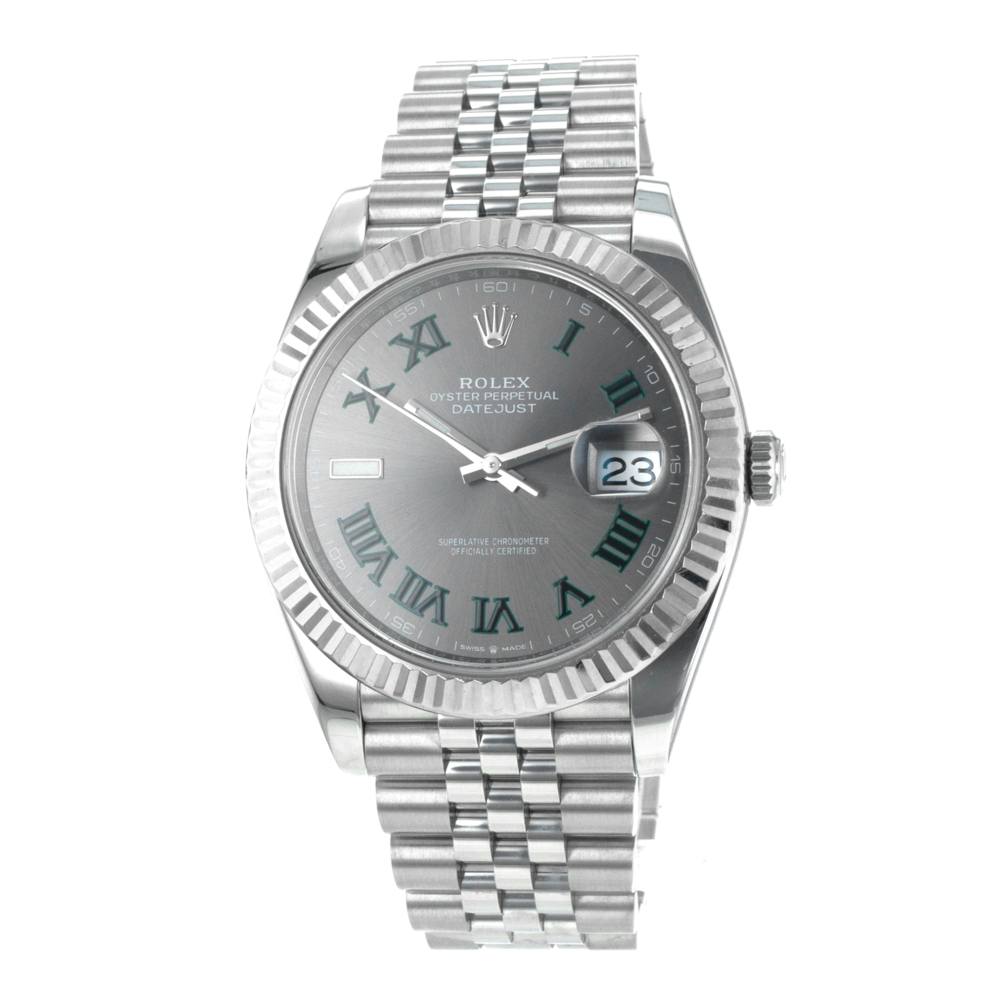 Rolex Datejust 41 126334 Wimbledon Green Steel White Gold Jubilee Mens Watch thumbnail 3