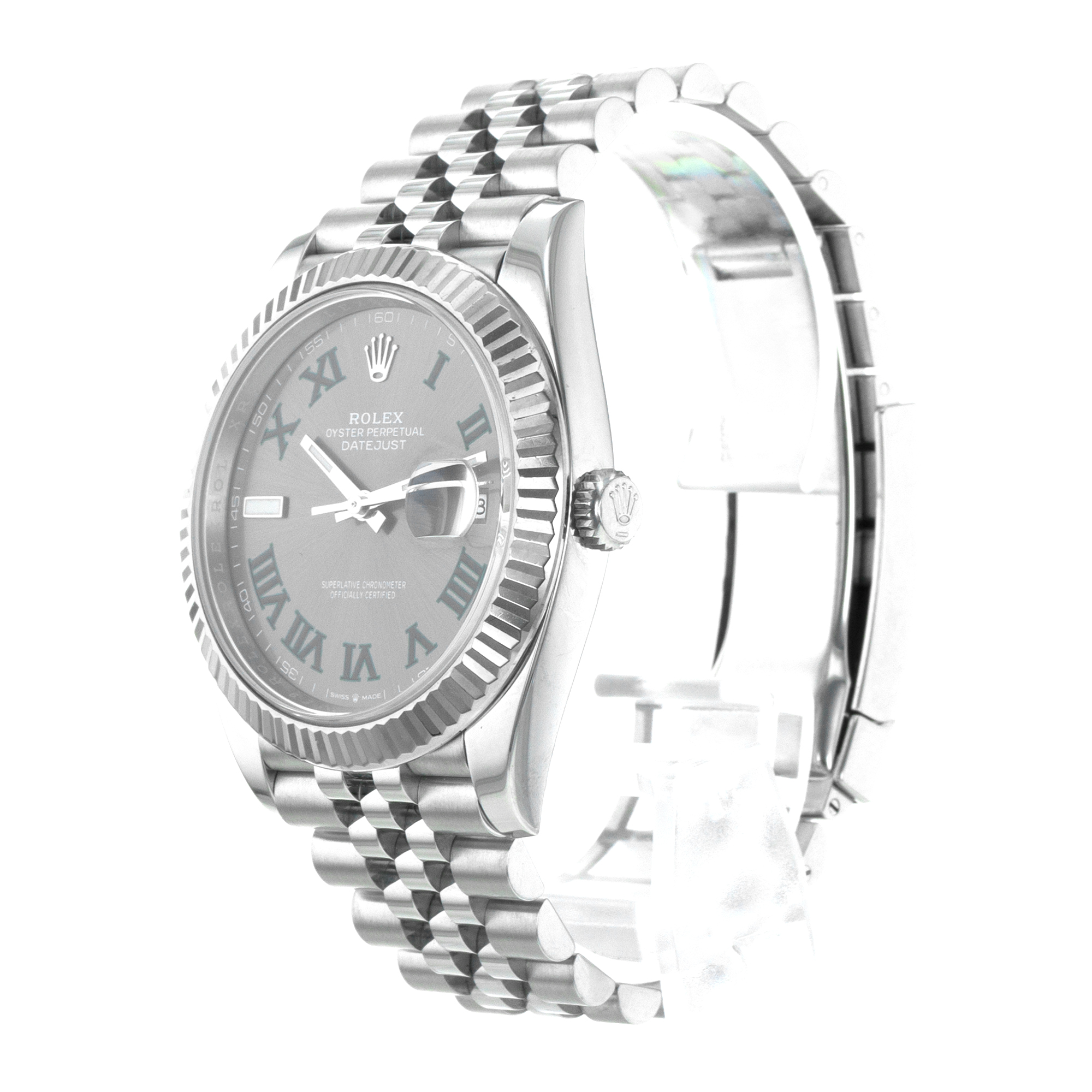 Rolex Datejust 41 126334 Wimbledon Green Steel White Gold Jubilee Mens Watch thumbnail 4