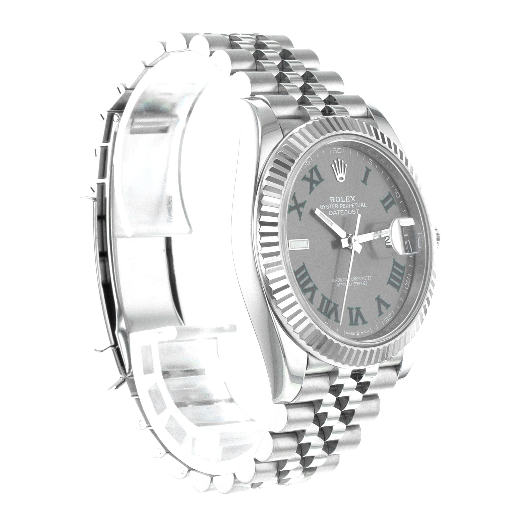 Rolex Datejust 41 126334 Wimbledon Green Steel White Gold Jubilee Mens Watch thumbnail 7