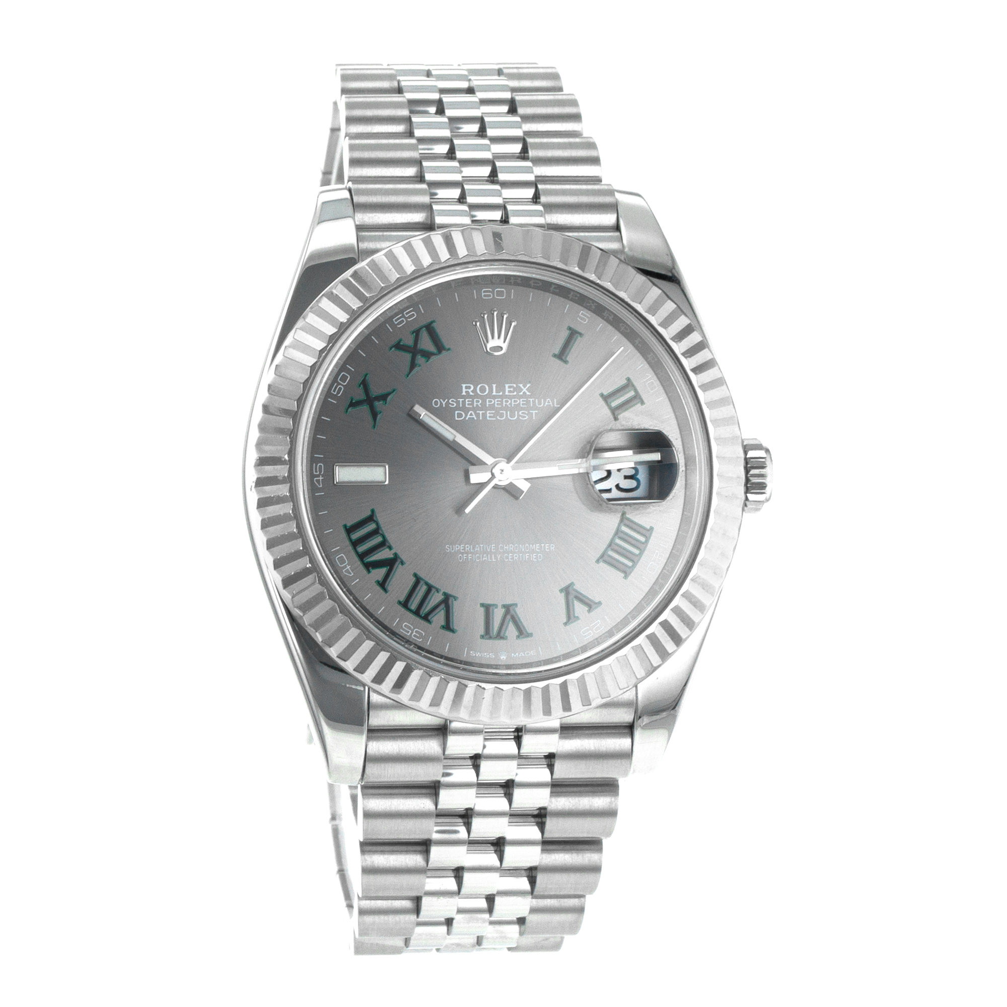 Rolex Datejust 41 126334 Wimbledon Green Steel White Gold Jubilee Mens Watch thumbnail 8