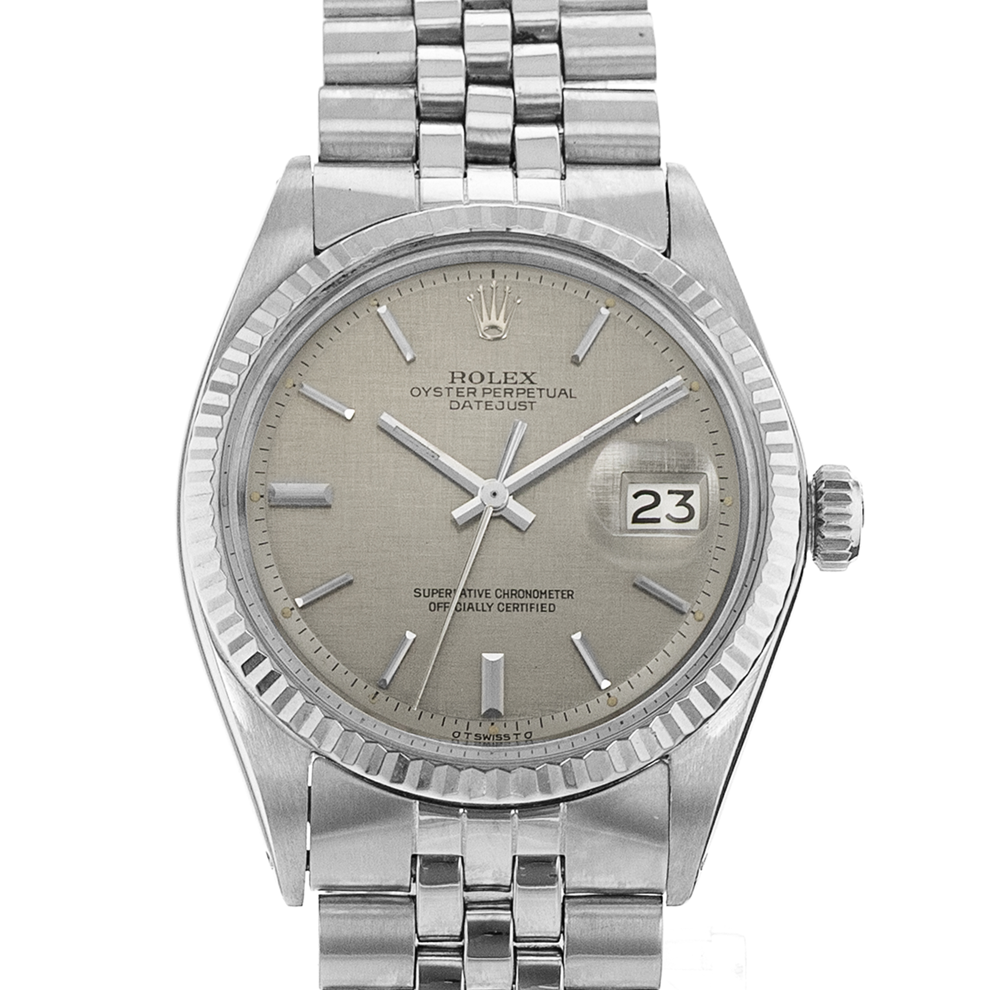 Rolex Datejust 36 1601 Vintage Patina Silver Index Jubilee Mens Watch 1972 thumbnail 1