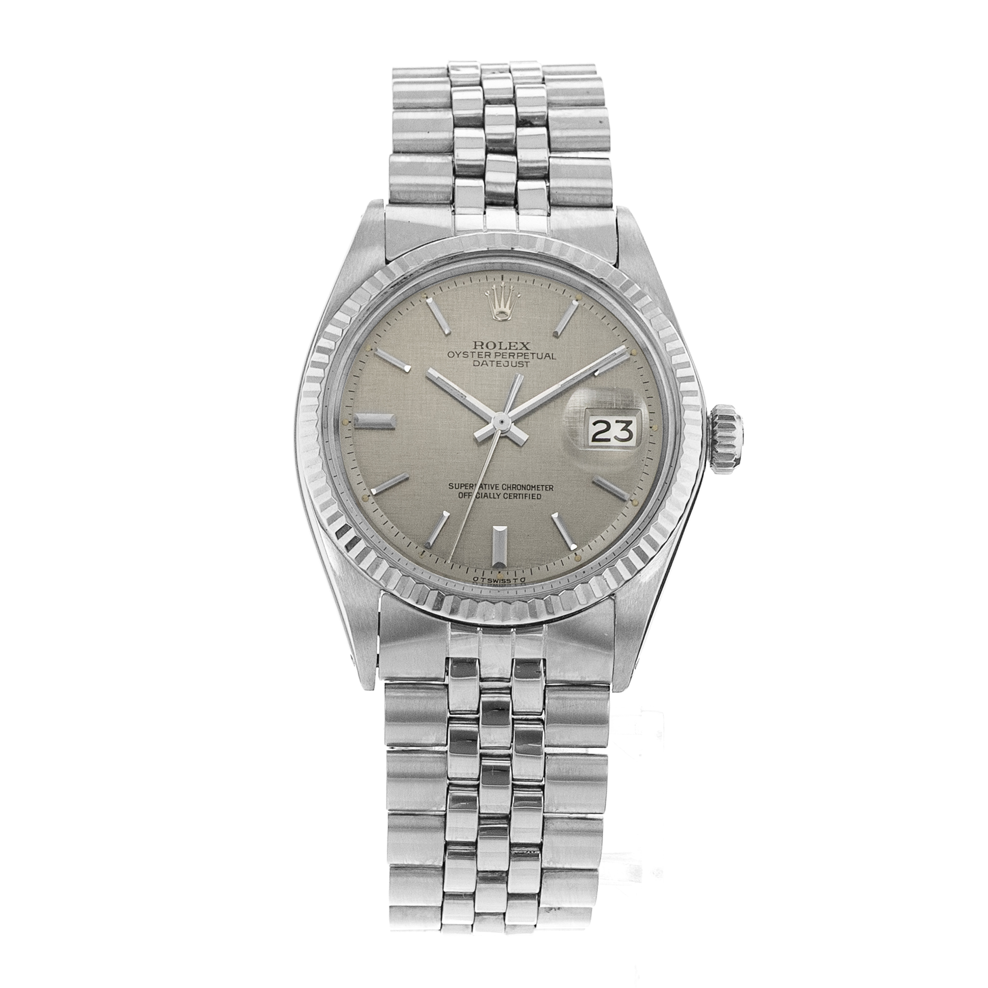 Rolex Datejust 36 1601 Vintage Patina Silver Index Jubilee Mens Watch 1972 thumbnail 2