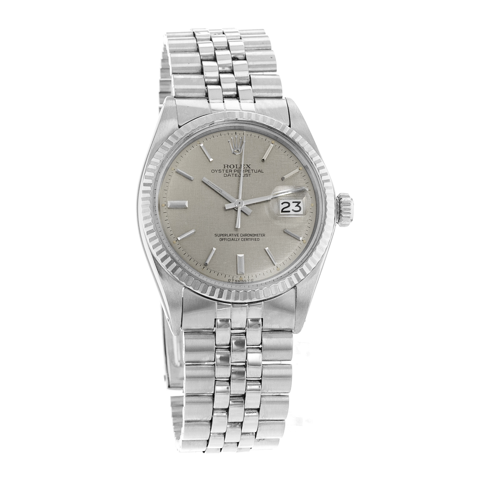 Rolex Datejust 36 1601 Vintage Patina Silver Index Jubilee Mens Watch 1972 thumbnail 8