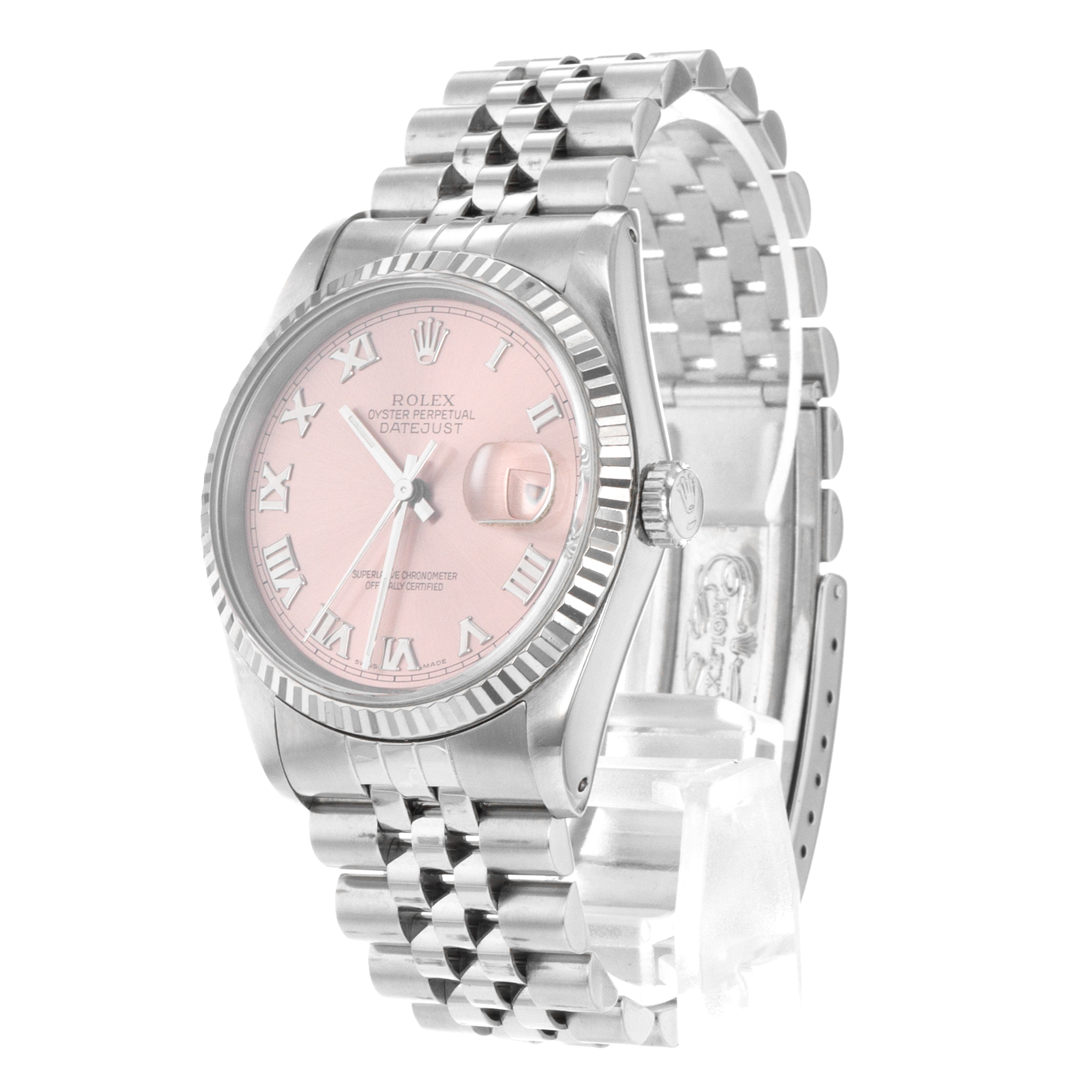 Rolex Datejust 36 16234 Pink Roman Steel 18k White Gold Automatic Mens Watch thumbnail 5