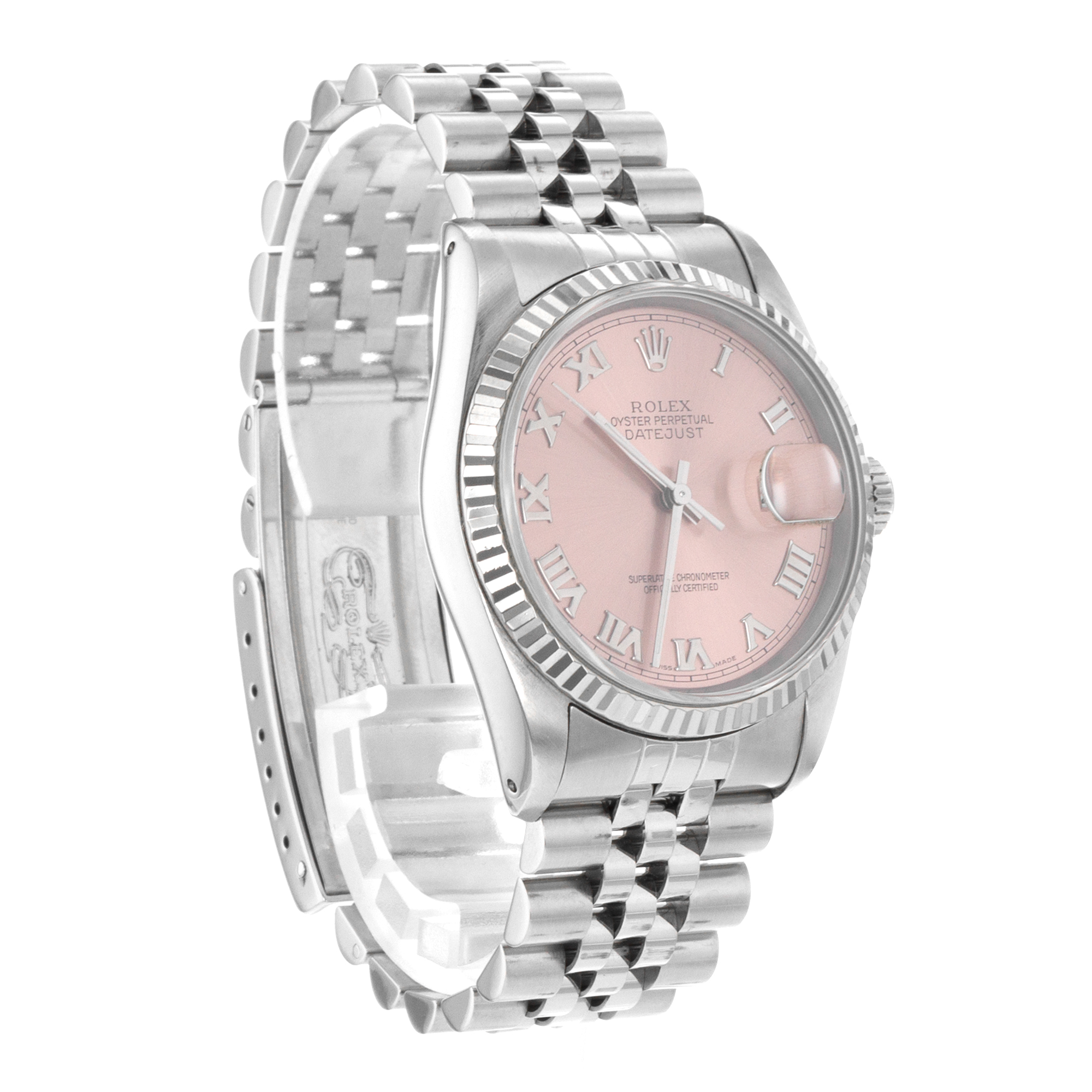 Rolex Datejust 36 16234 Pink Roman Steel 18k White Gold Automatic Mens Watch thumbnail 8