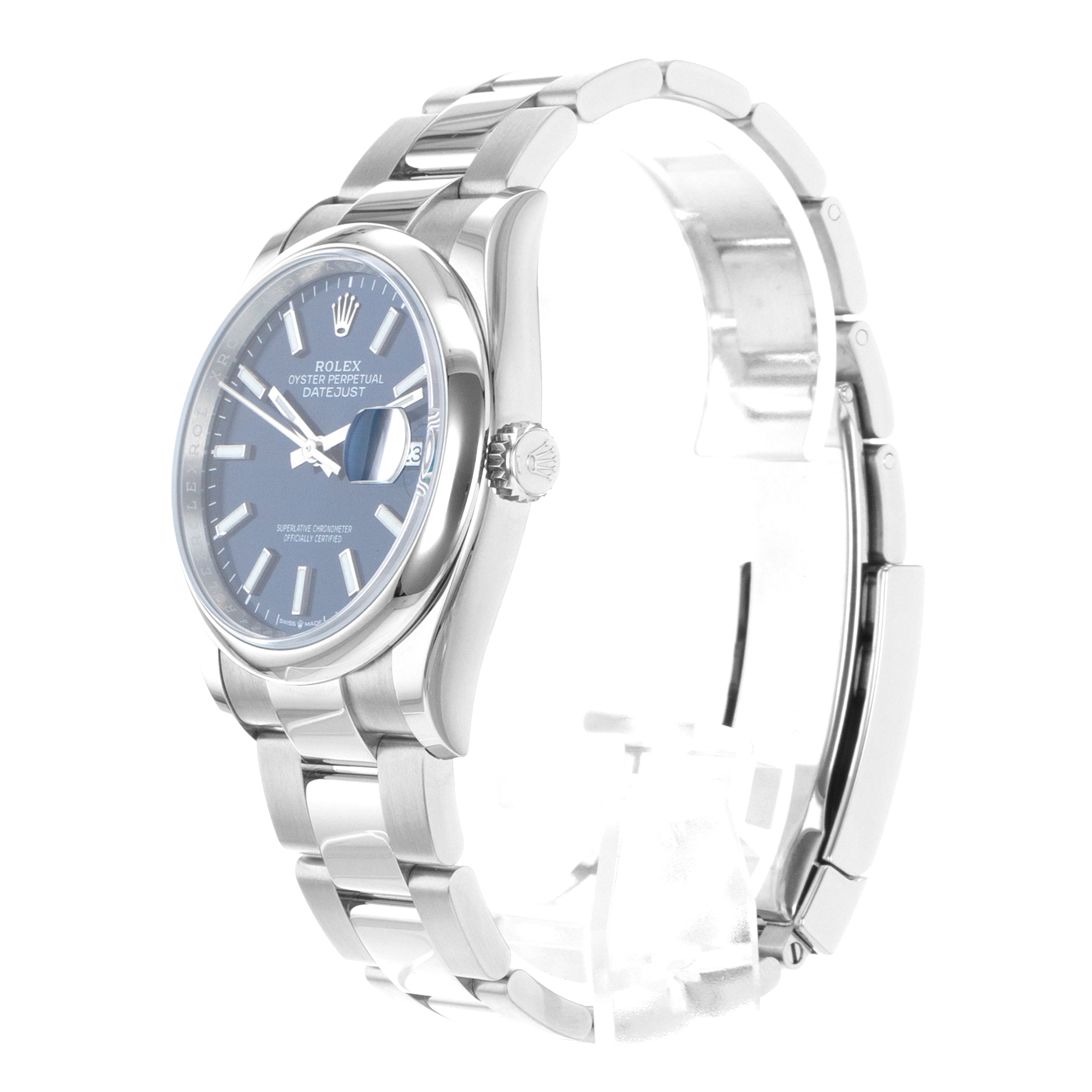 Rolex Datejust 36 126200 Blue Stick Steel Smooth Oyster Mens Watch thumbnail 5