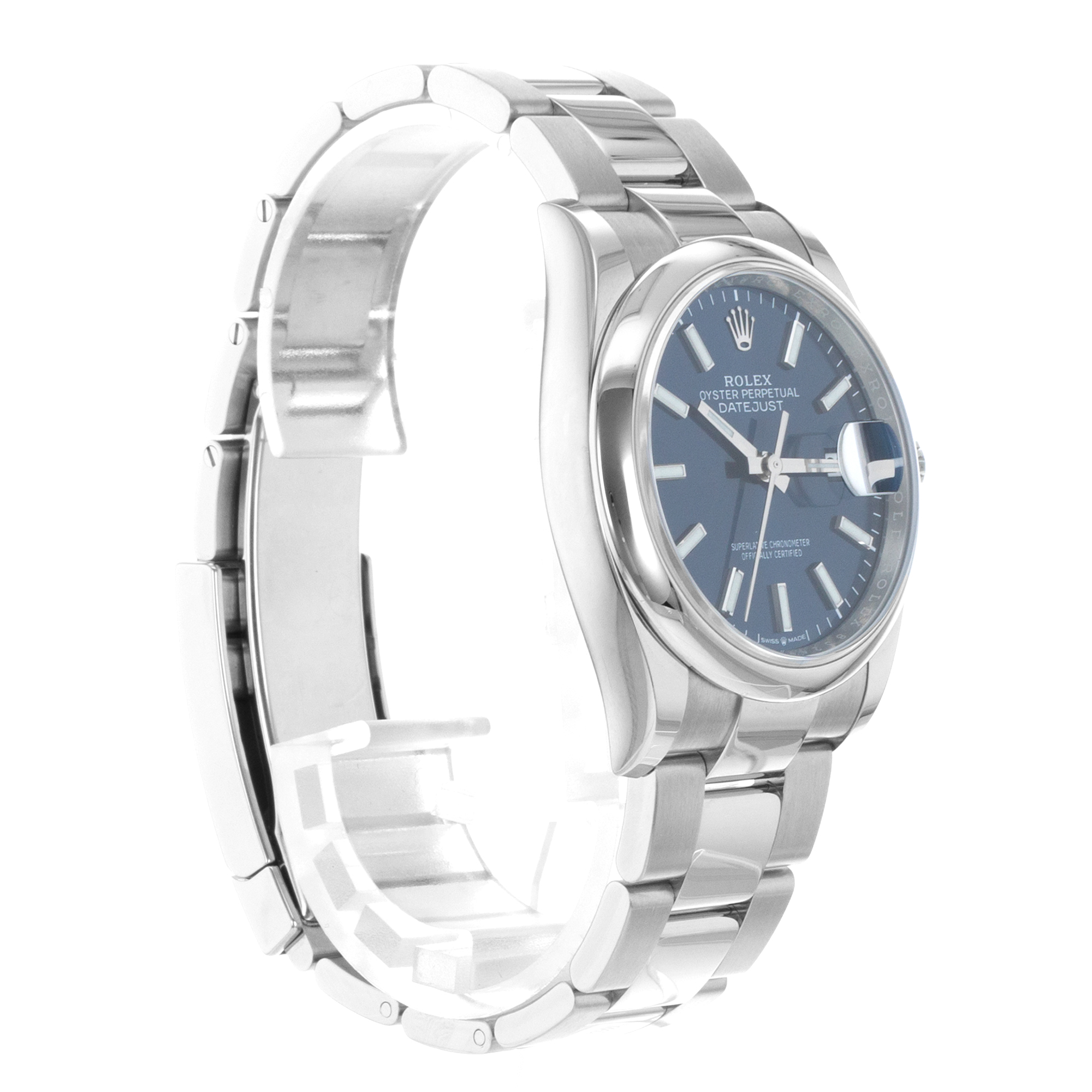 Rolex Datejust 36 126200 Blue Stick Steel Smooth Oyster Mens Watch thumbnail 8