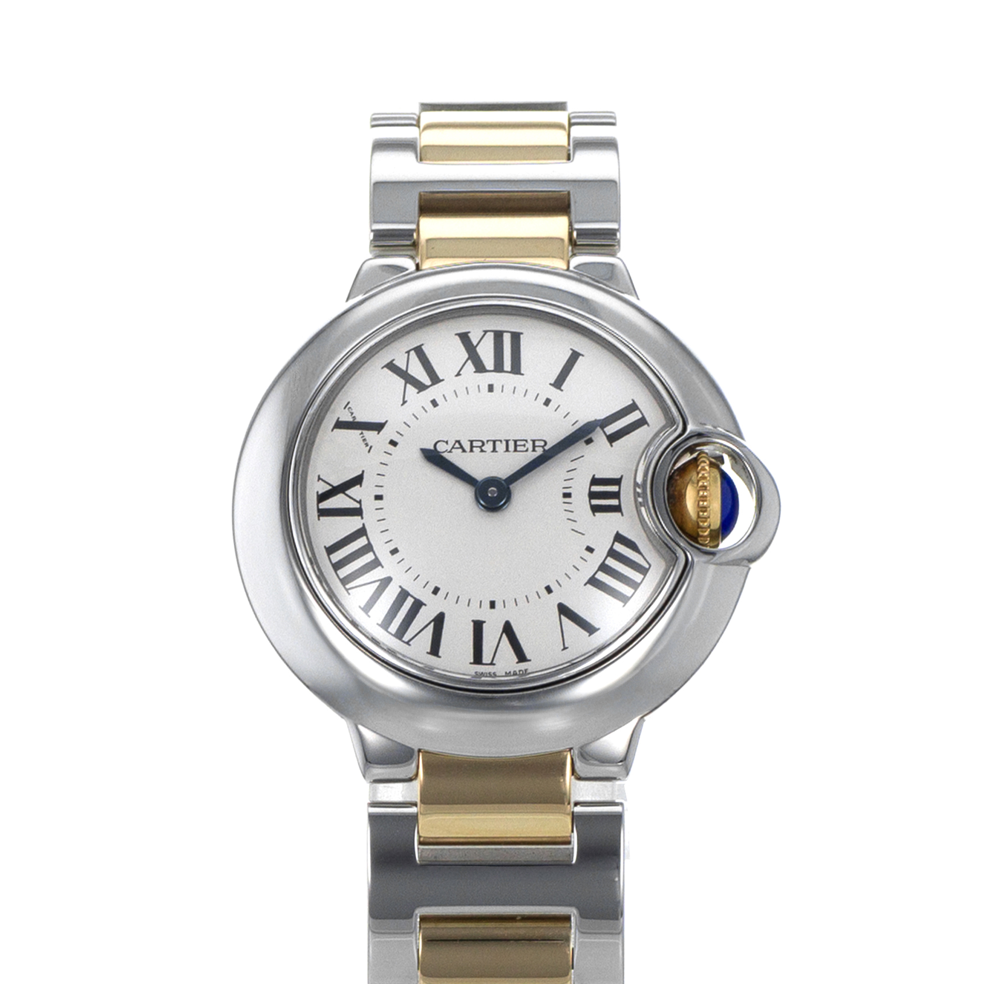 Cartier Ballon Bleu 28mm W69007Z3 3009 Silver Roman Yellow Gold Ladies Watch thumbnail 1