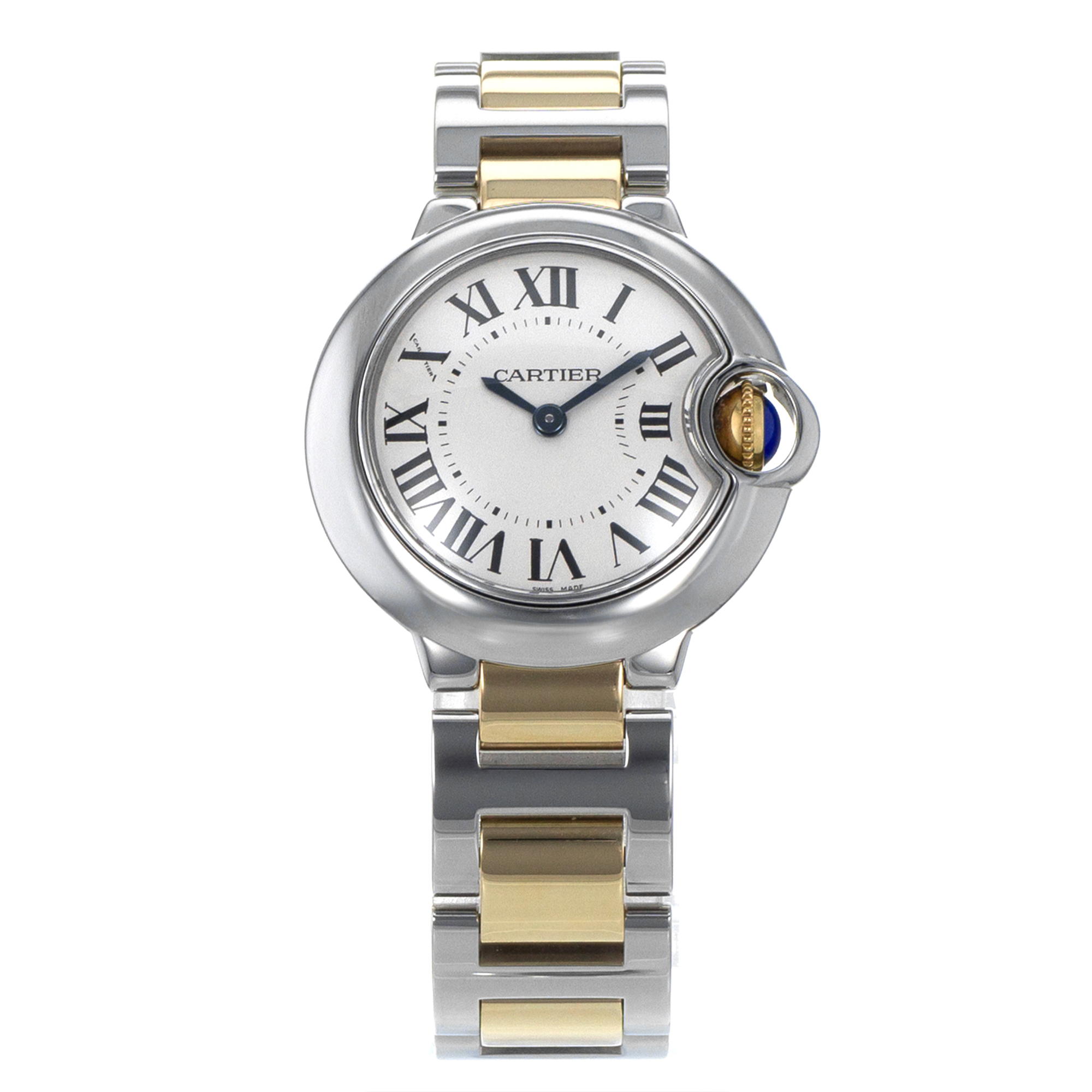 Cartier Ballon Bleu 28mm W69007Z3 3009 Silver Roman Yellow Gold Ladies Watch thumbnail 2