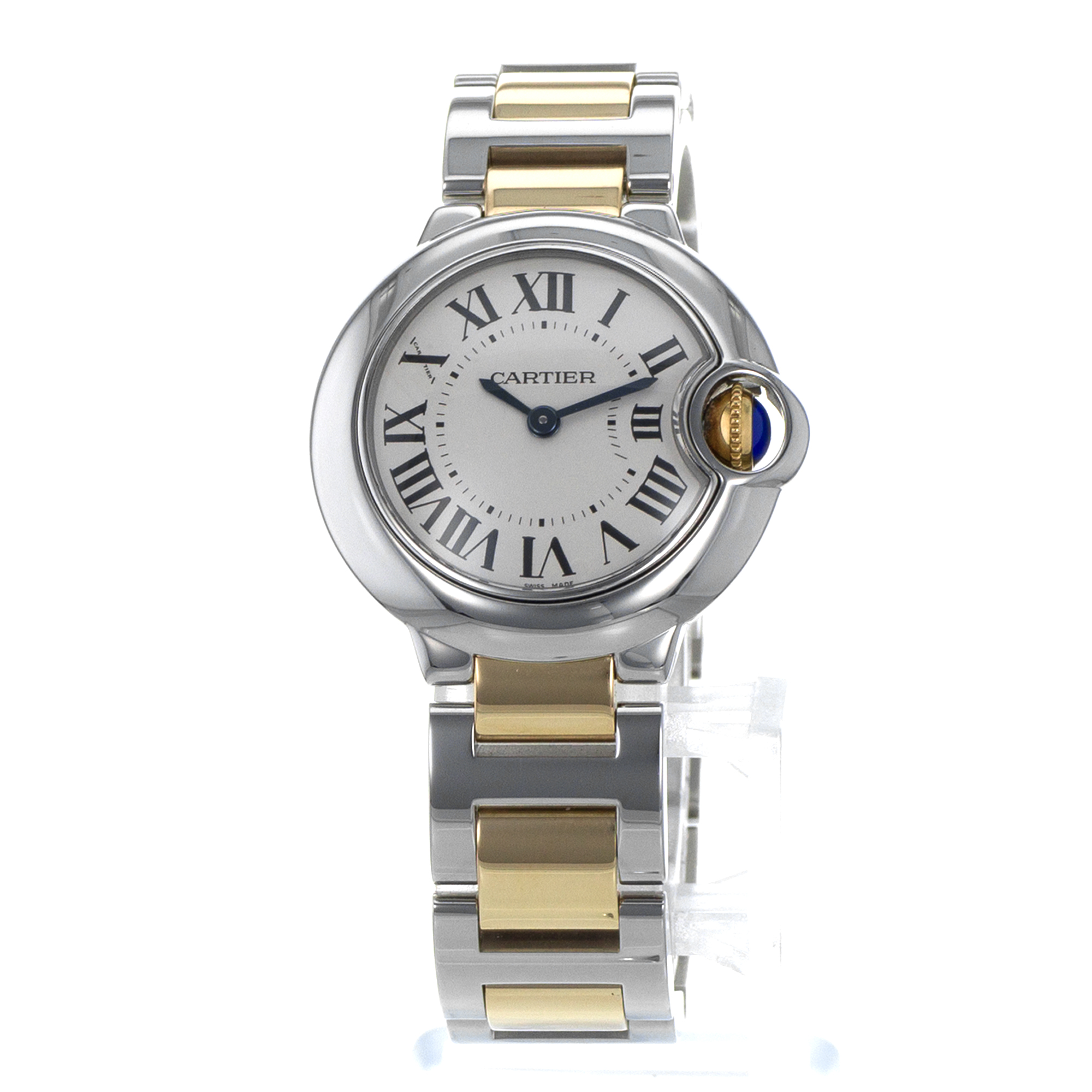 Cartier Ballon Bleu 28mm W69007Z3 3009 Silver Roman Yellow Gold Ladies Watch thumbnail 3