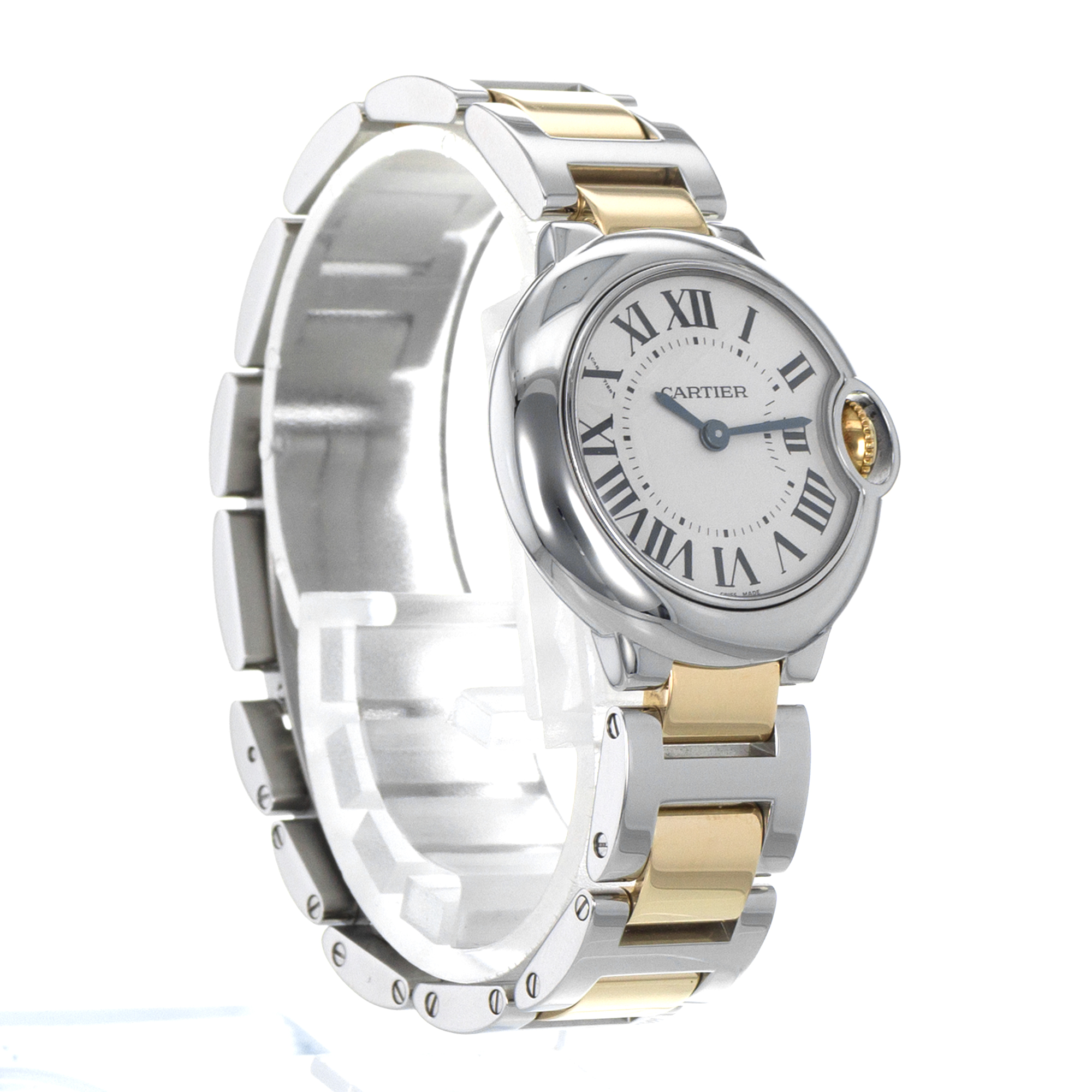 Cartier Ballon Bleu 28mm W69007Z3 3009 Silver Roman Yellow Gold Ladies Watch thumbnail 7