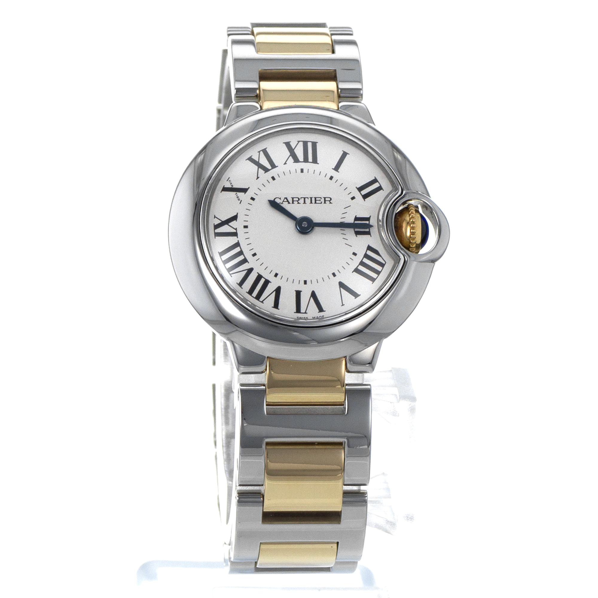 Cartier Ballon Bleu 28mm W69007Z3 3009 Silver Roman Yellow Gold Ladies Watch thumbnail 8
