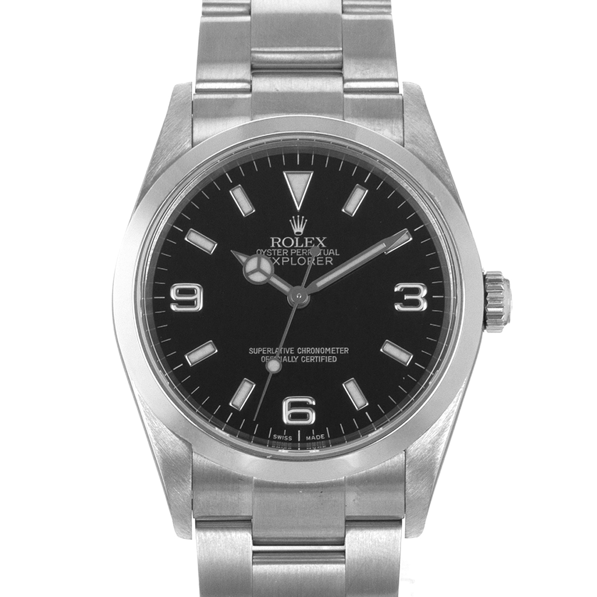 Rolex Explorer 114270 36mm Black Steel Smooth Mens Watch 2004 thumbnail 1