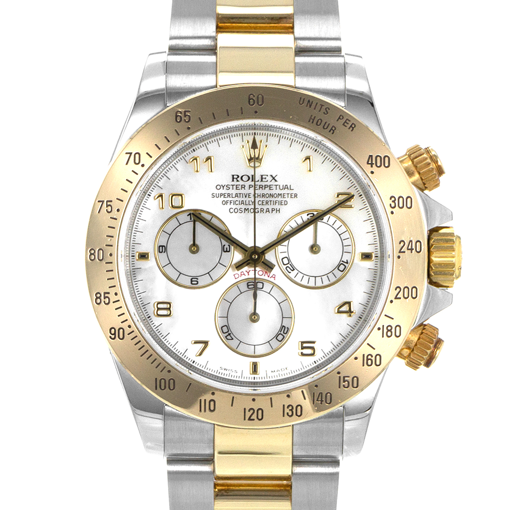 Rolex Daytona 116523 40mm Mother of Pearl Steel Yellow Gold Oyster Mens Watch thumbnail 1