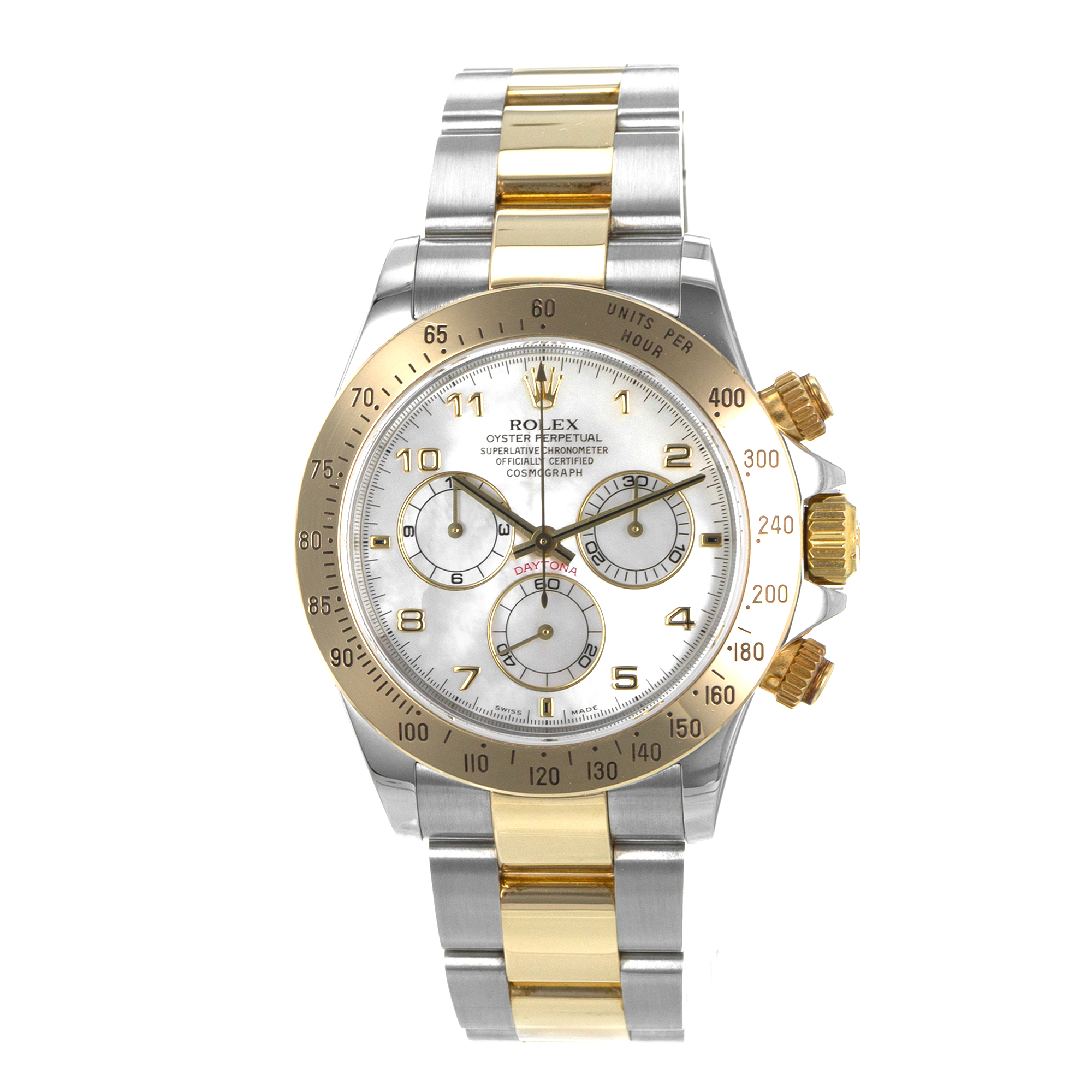 Rolex Daytona 116523 40mm Mother of Pearl Steel Yellow Gold Oyster Mens Watch thumbnail 4