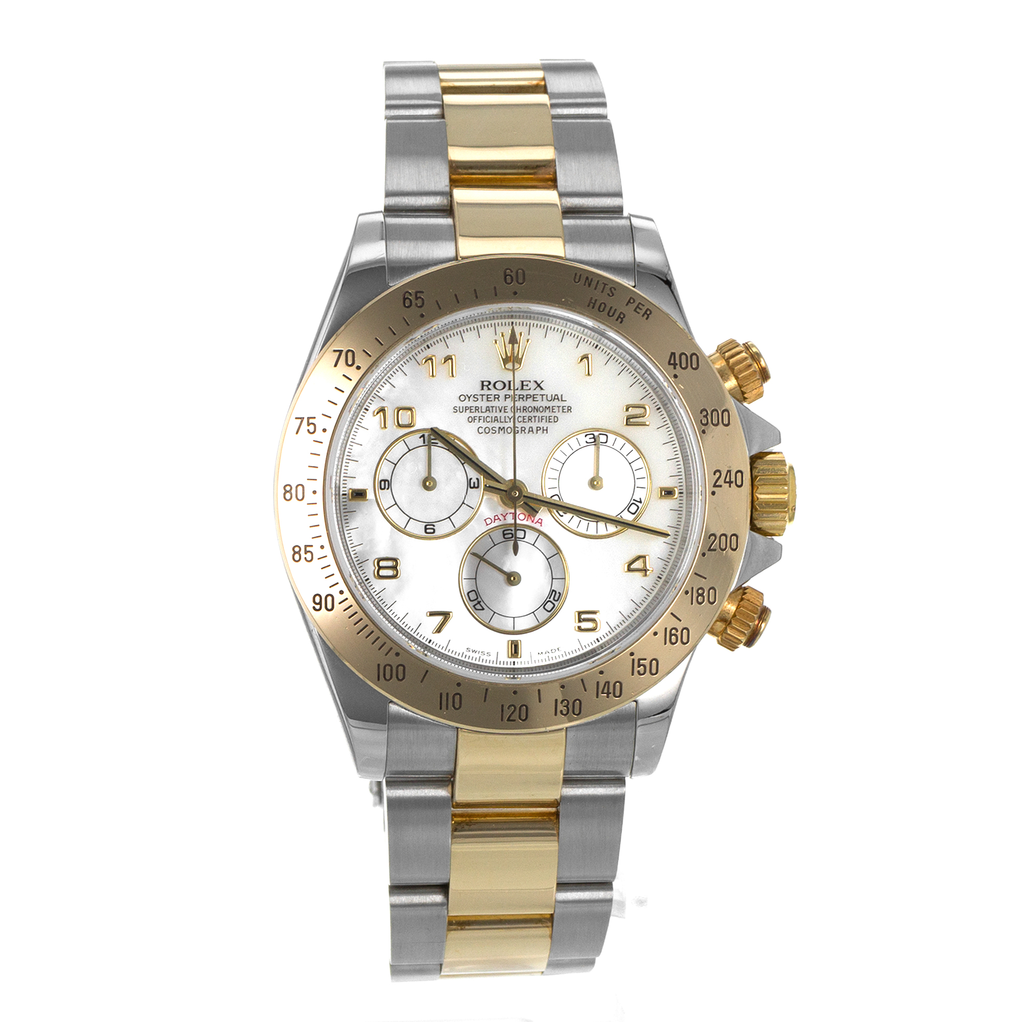 Rolex Daytona 116523 40mm Mother of Pearl Steel Yellow Gold Oyster Mens Watch thumbnail 9