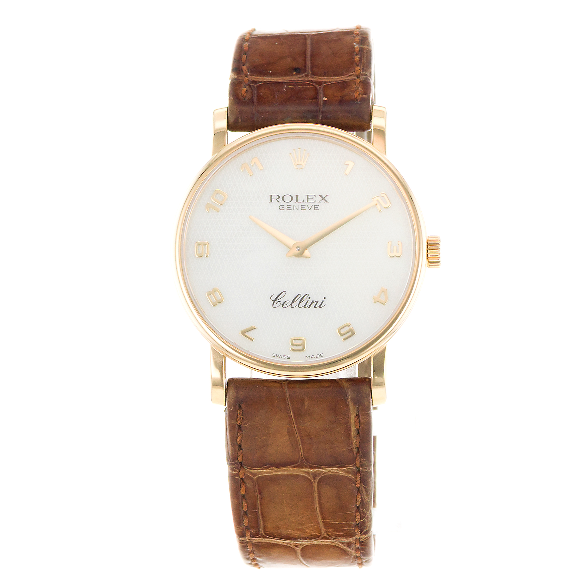 Rolex Cellini 5115 32mm White Mother of Pearl Roman Yellow Gold Mens Watch thumbnail 4