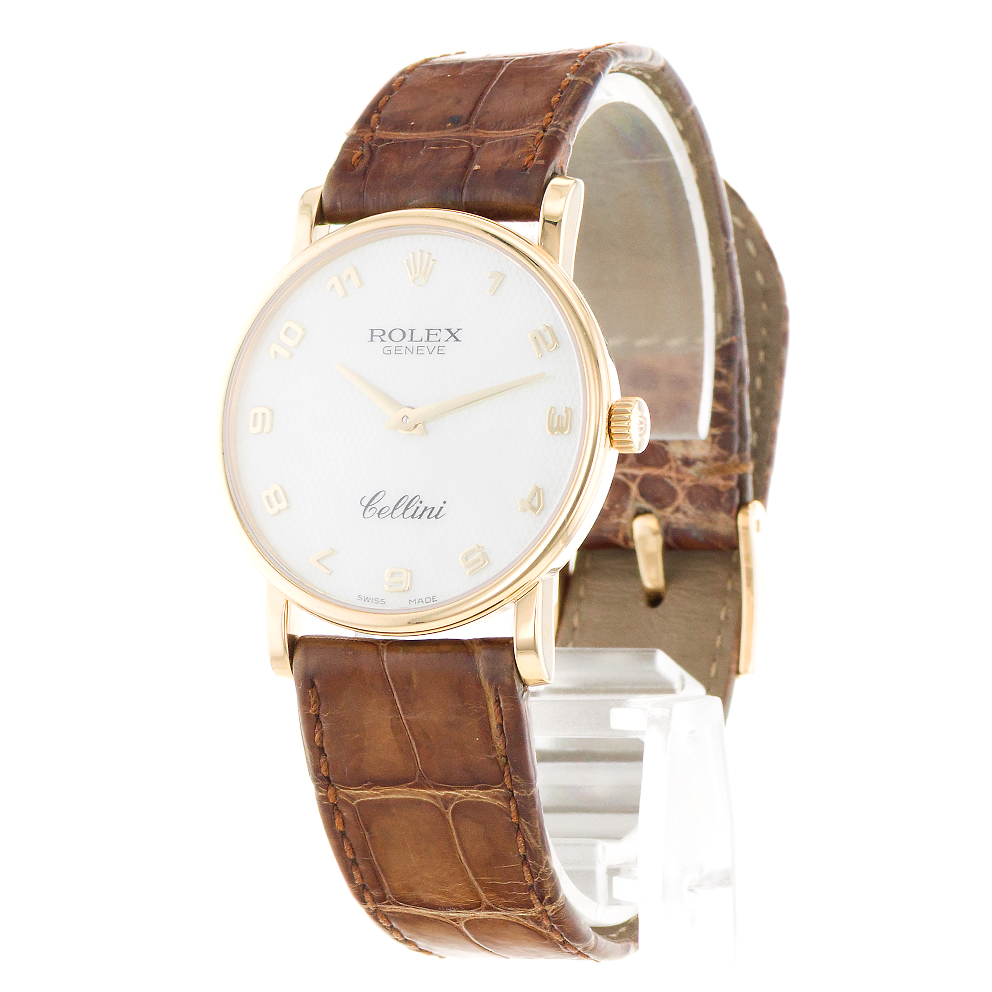 Rolex Cellini 5115 32mm White Mother of Pearl Roman Yellow Gold Mens Watch thumbnail 5