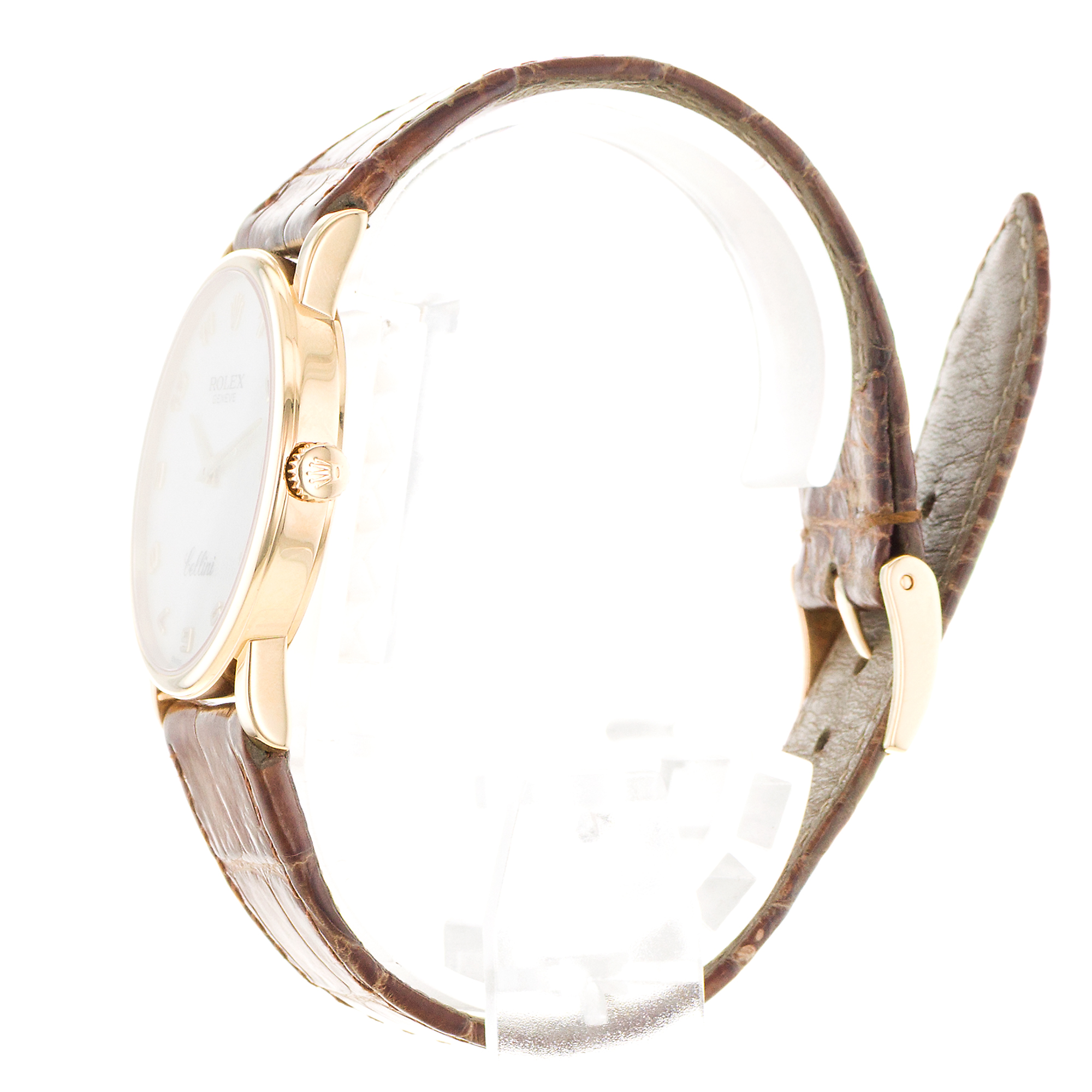 Rolex Cellini 5115 32mm White Mother of Pearl Roman Yellow Gold Mens Watch thumbnail 6