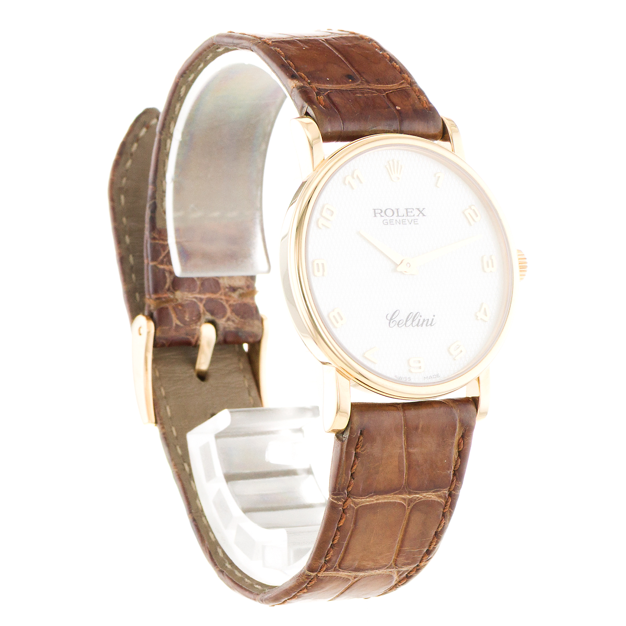Rolex Cellini 5115 32mm White Mother of Pearl Roman Yellow Gold Mens Watch thumbnail 8