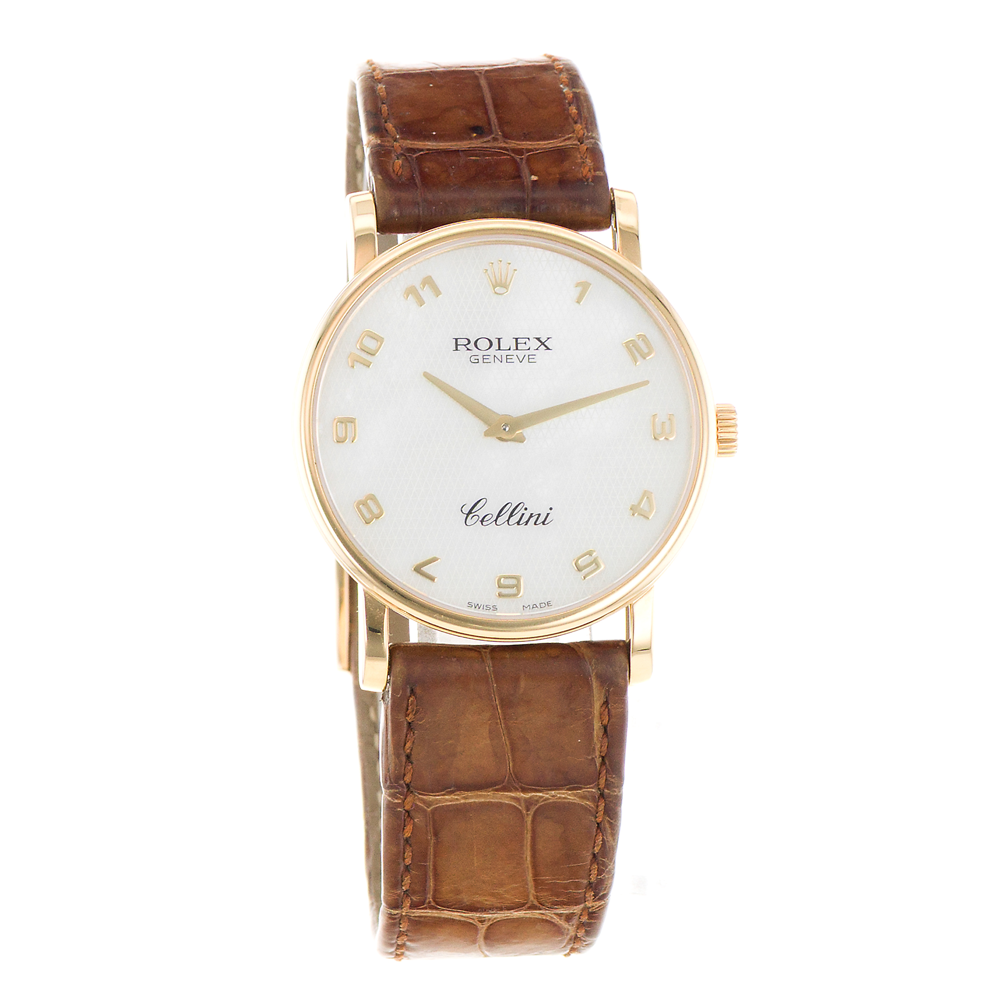 Rolex Cellini 5115 32mm White Mother of Pearl Roman Yellow Gold Mens Watch thumbnail 9