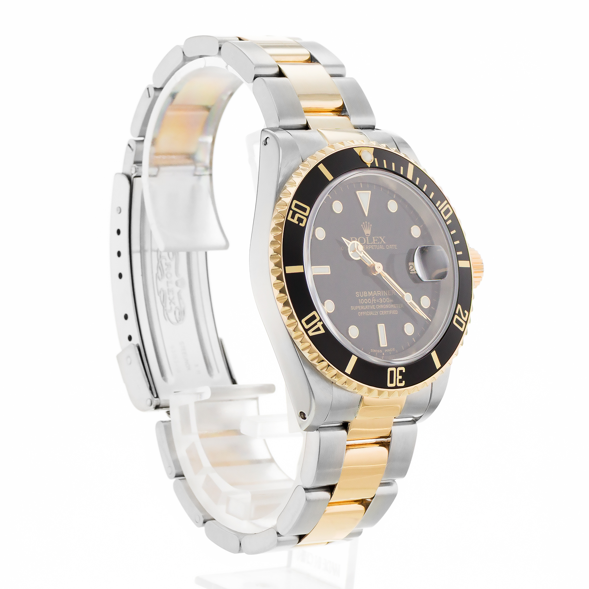 Rolex Submariner 16613 40mm Black Steel Yellow Gold Oyster Mens Watch 2000 thumbnail 8