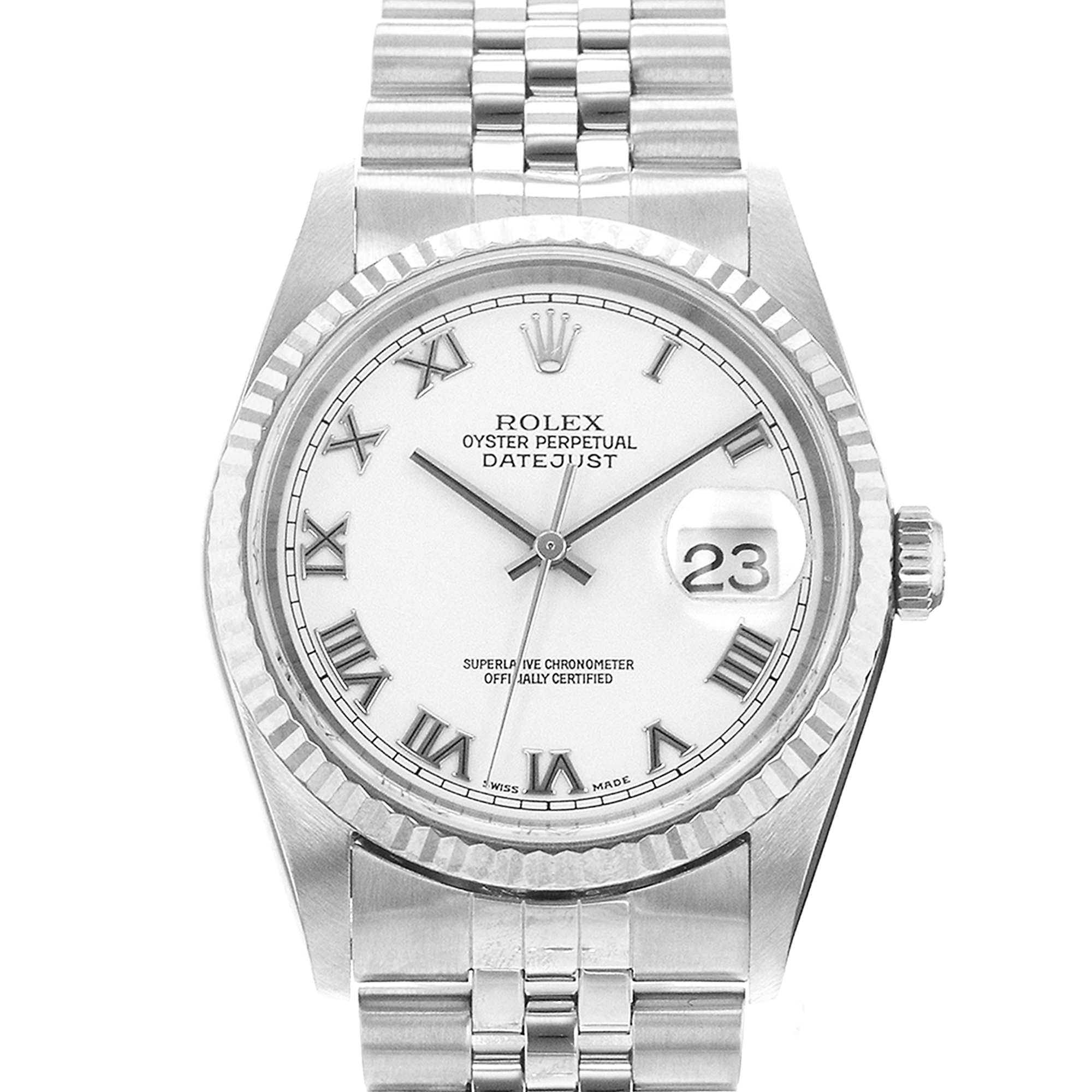 Rolex Datejust 36 16234 White Roman Steel White Gold Jubilee Mens Watch 2000 thumbnail 1