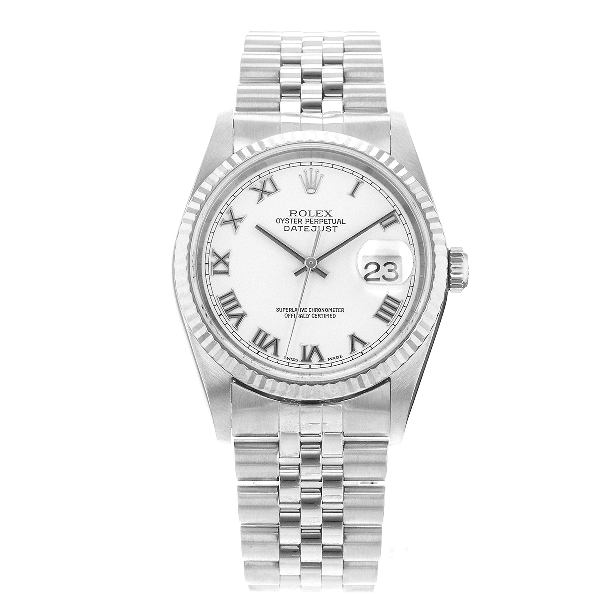 Rolex Datejust 36 16234 White Roman Steel White Gold Jubilee Mens Watch 2000 thumbnail 2