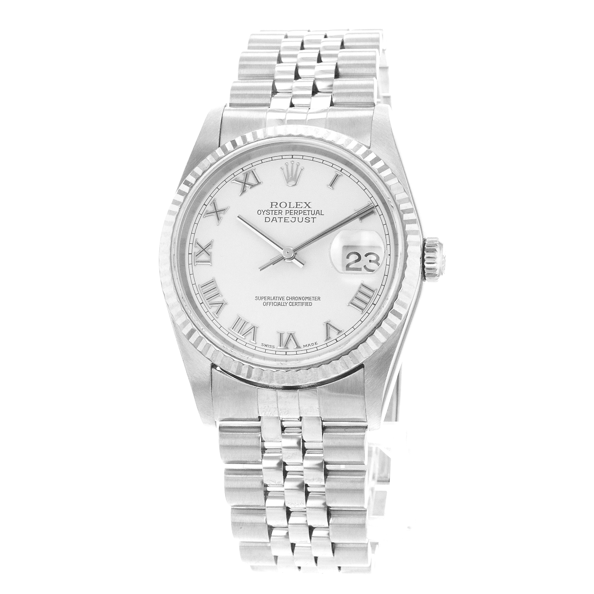 Rolex Datejust 36 16234 White Roman Steel White Gold Jubilee Mens Watch 2000 thumbnail 3