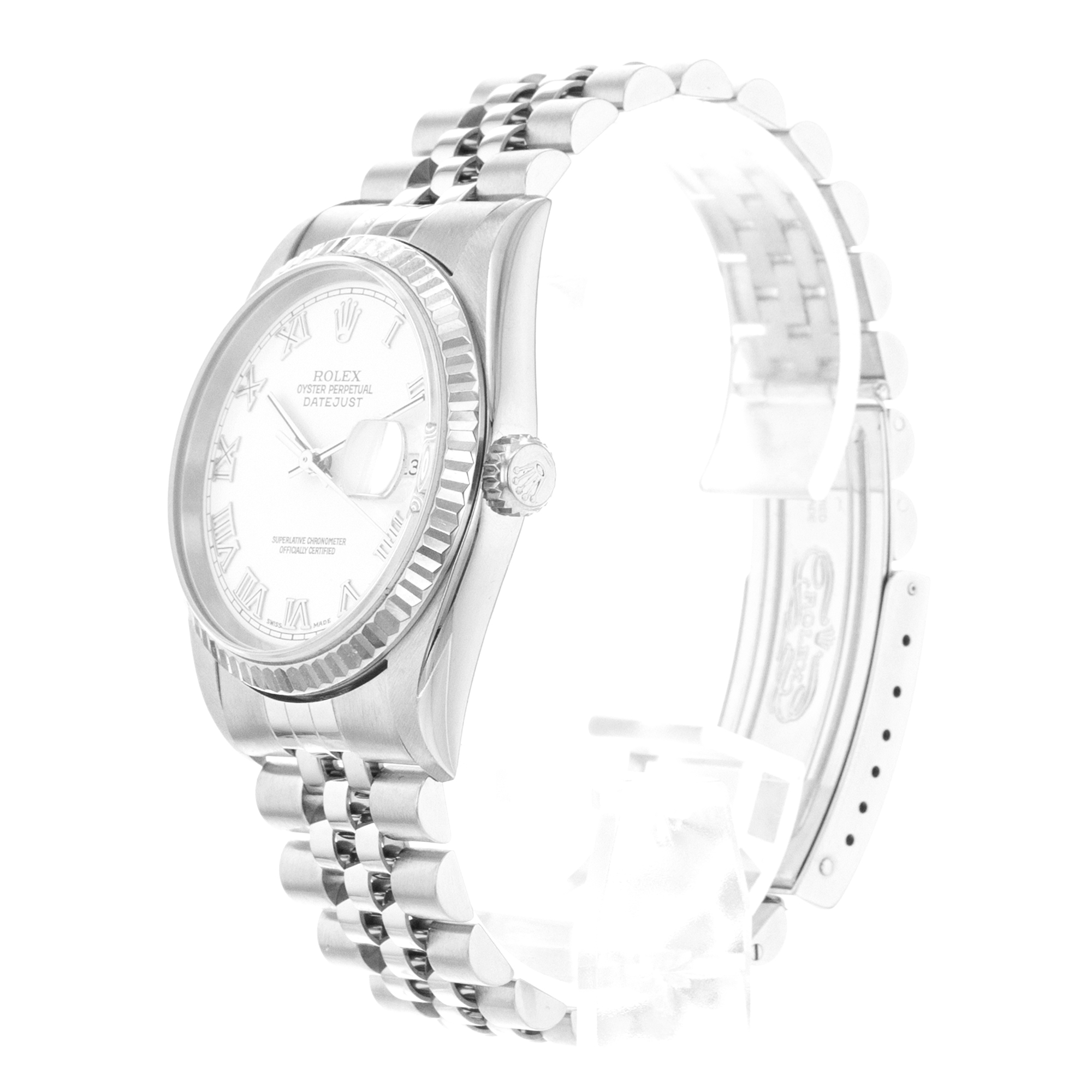 Rolex Datejust 36 16234 White Roman Steel White Gold Jubilee Mens Watch 2000 thumbnail 4