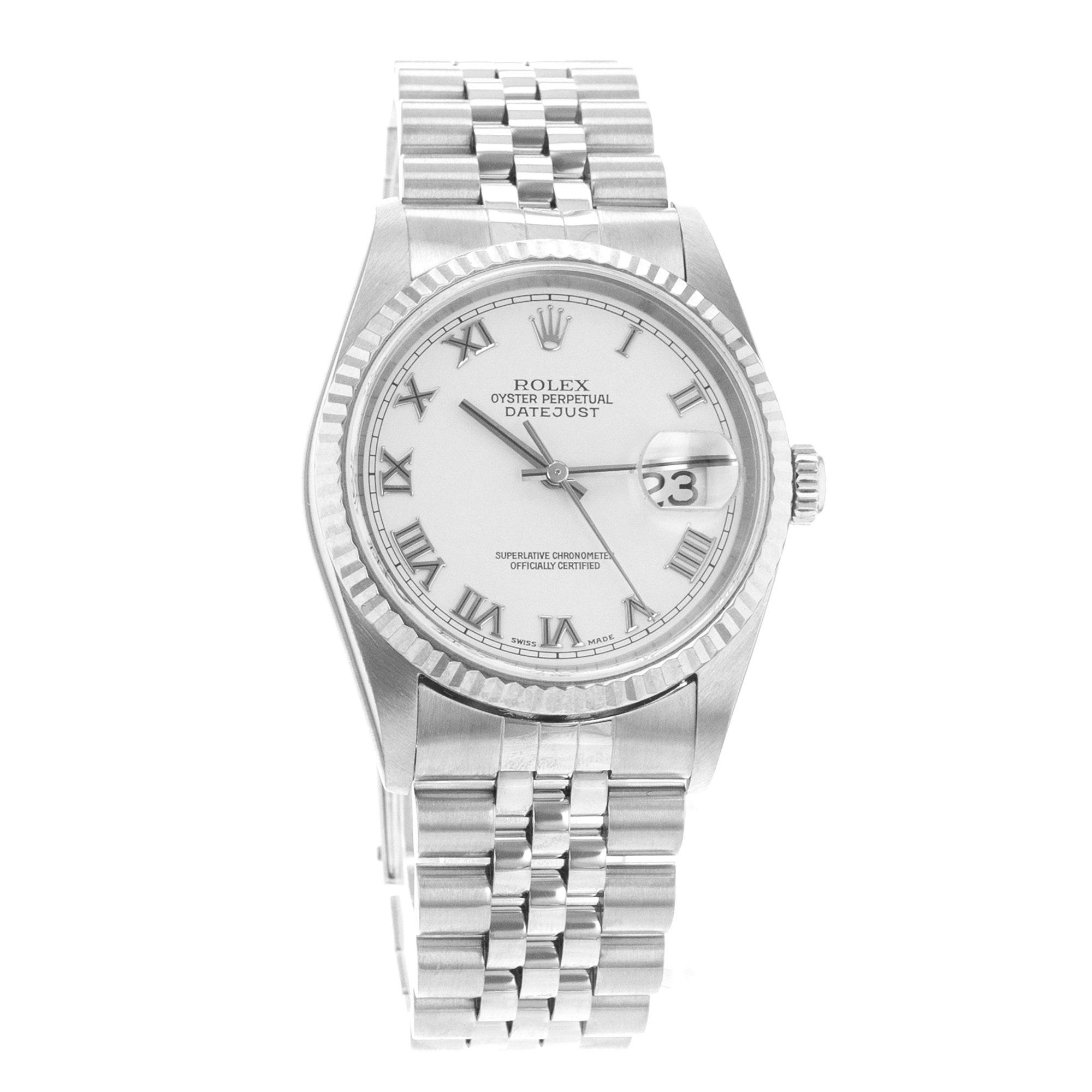 Rolex Datejust 36 16234 White Roman Steel White Gold Jubilee Mens Watch 2000 thumbnail 8