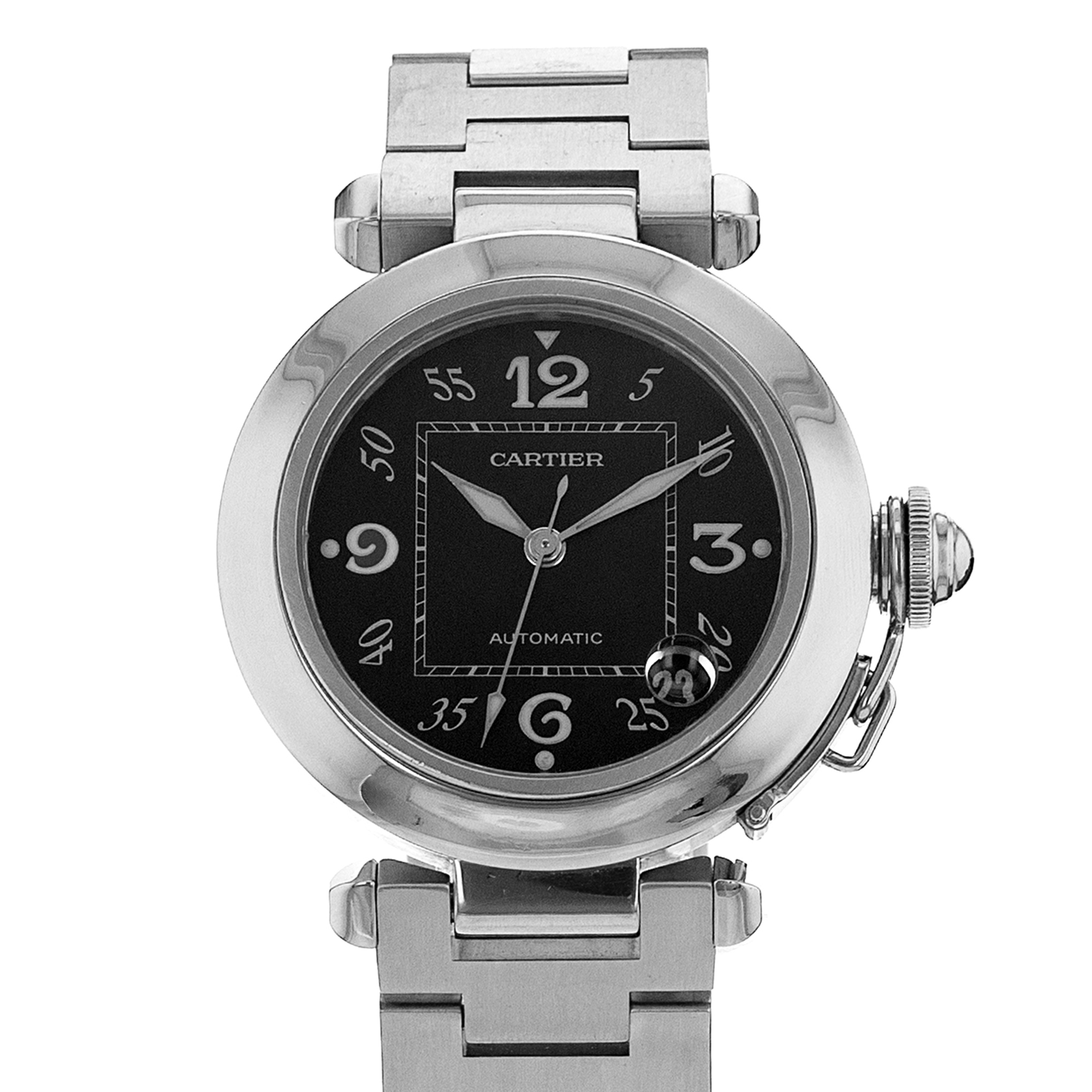 Cartier Pasha W31043M7 2324 35mm Black Arabic Steel Automatic Mens Watch 2005 thumbnail 1