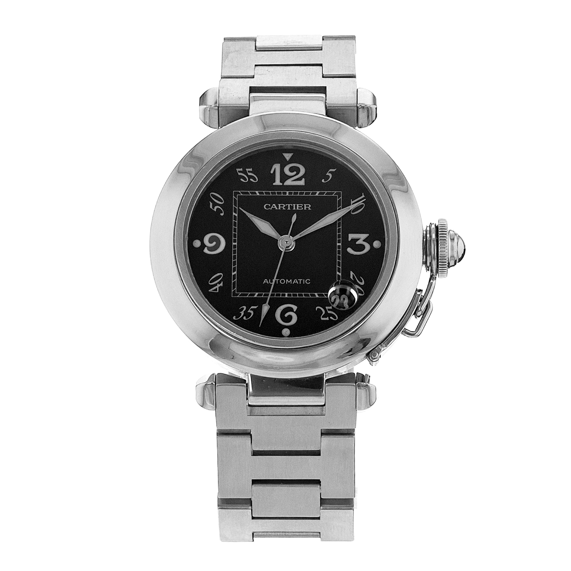 Cartier Pasha W31043M7 2324 35mm Black Arabic Steel Automatic Mens Watch 2005 thumbnail 2