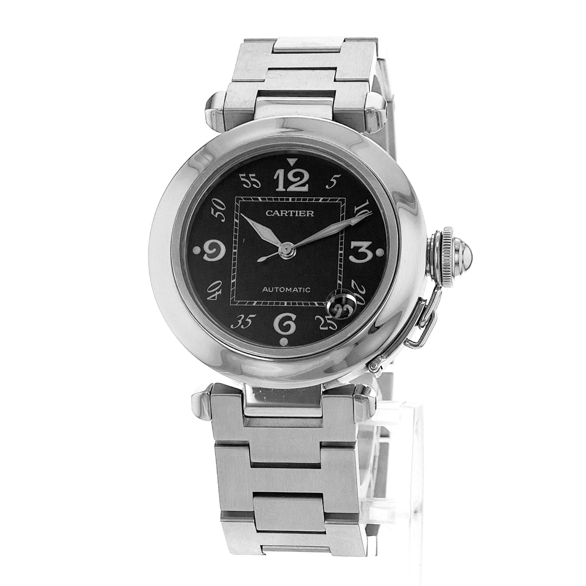 Cartier Pasha W31043M7 2324 35mm Black Arabic Steel Automatic Mens Watch 2005 thumbnail 3