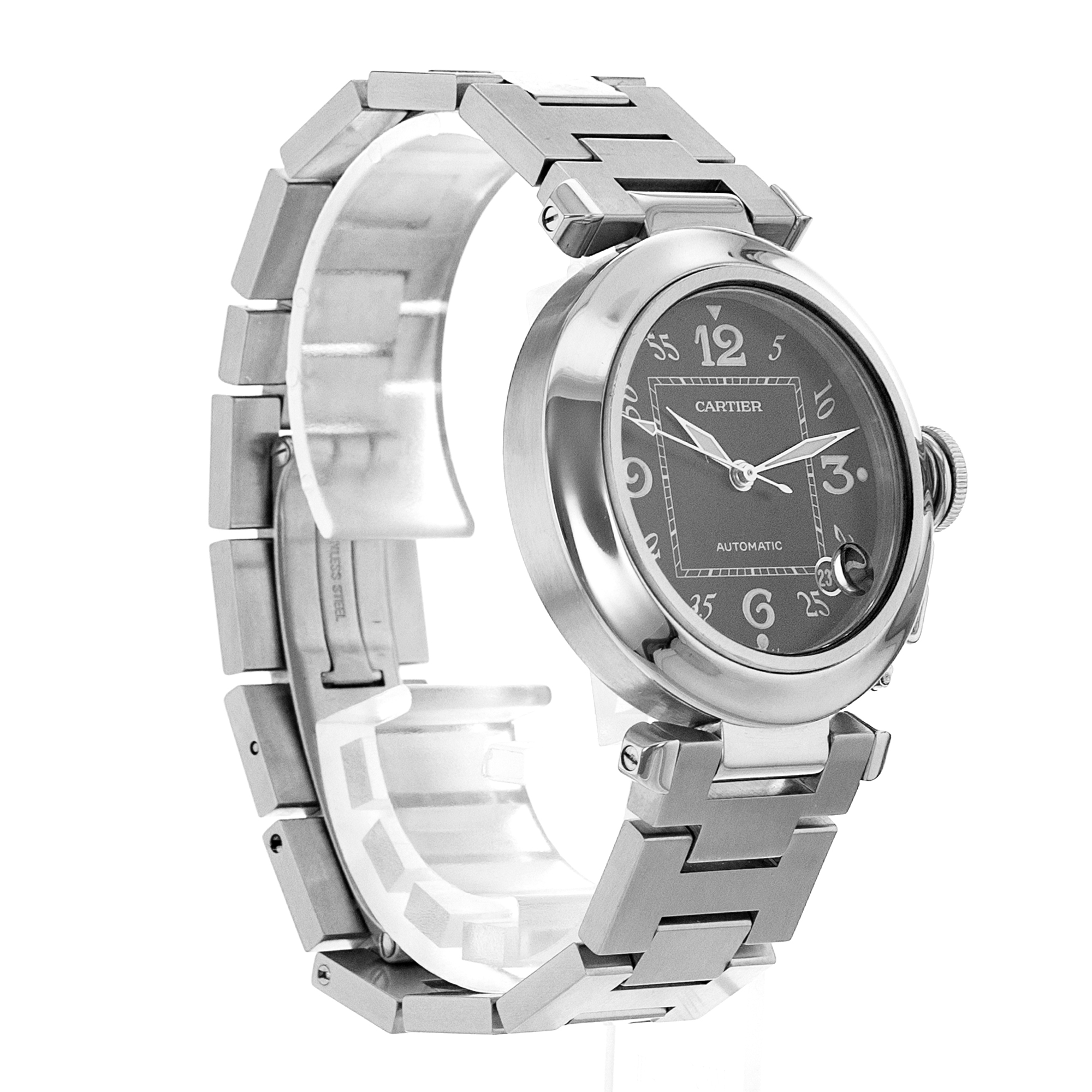 Cartier Pasha W31043M7 2324 35mm Black Arabic Steel Automatic Mens Watch 2005 thumbnail 7