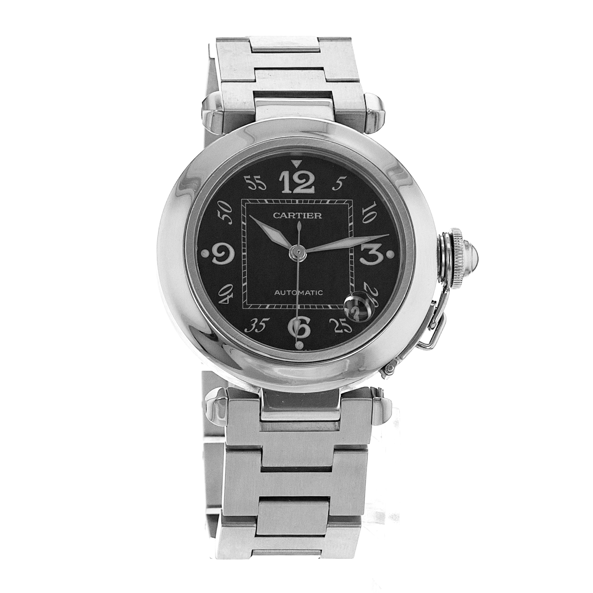 Cartier Pasha W31043M7 2324 35mm Black Arabic Steel Automatic Mens Watch 2005 thumbnail 8