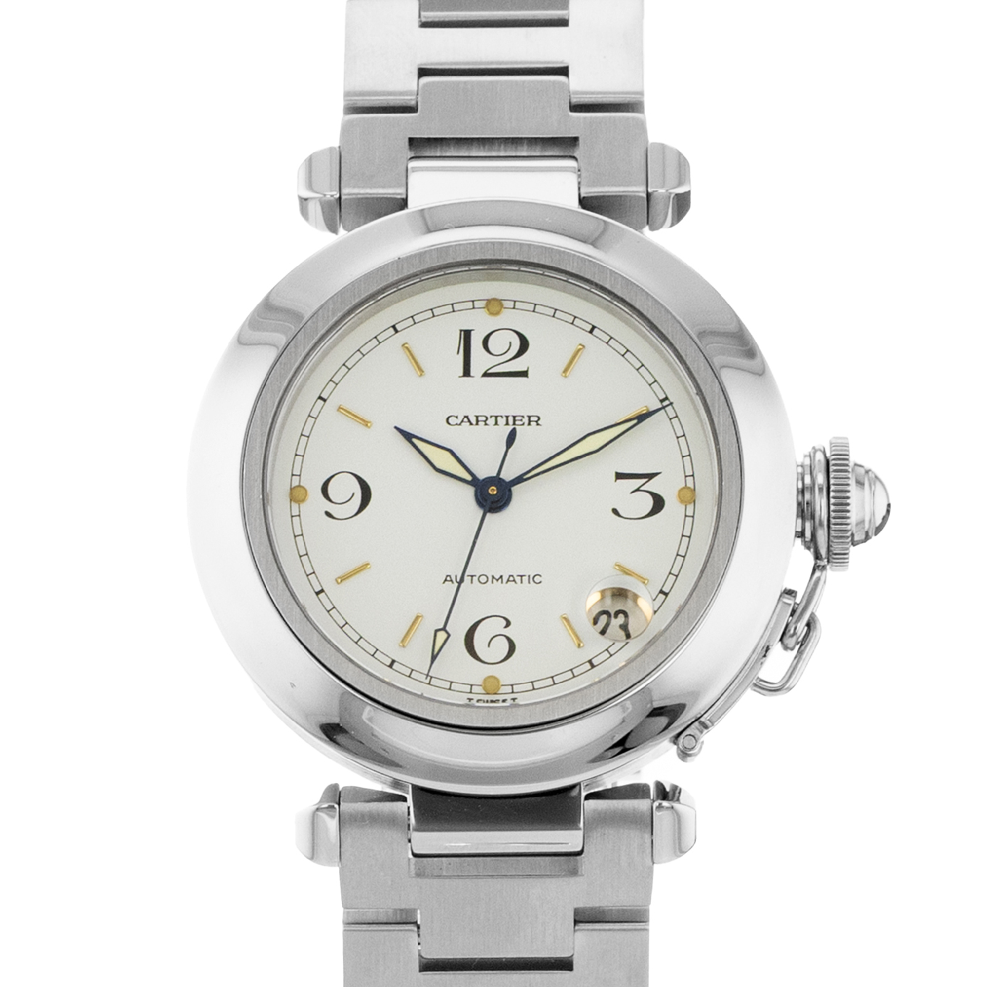 Cartier Pasha W31015M7 2324 35mm White Arabic steel Automatic Mens Watch thumbnail 1
