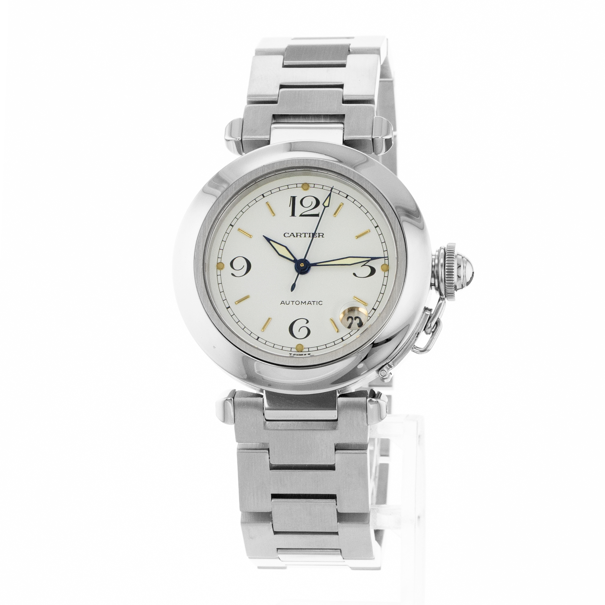 Cartier Pasha W31015M7 2324 35mm White Arabic steel Automatic Mens Watch thumbnail 4
