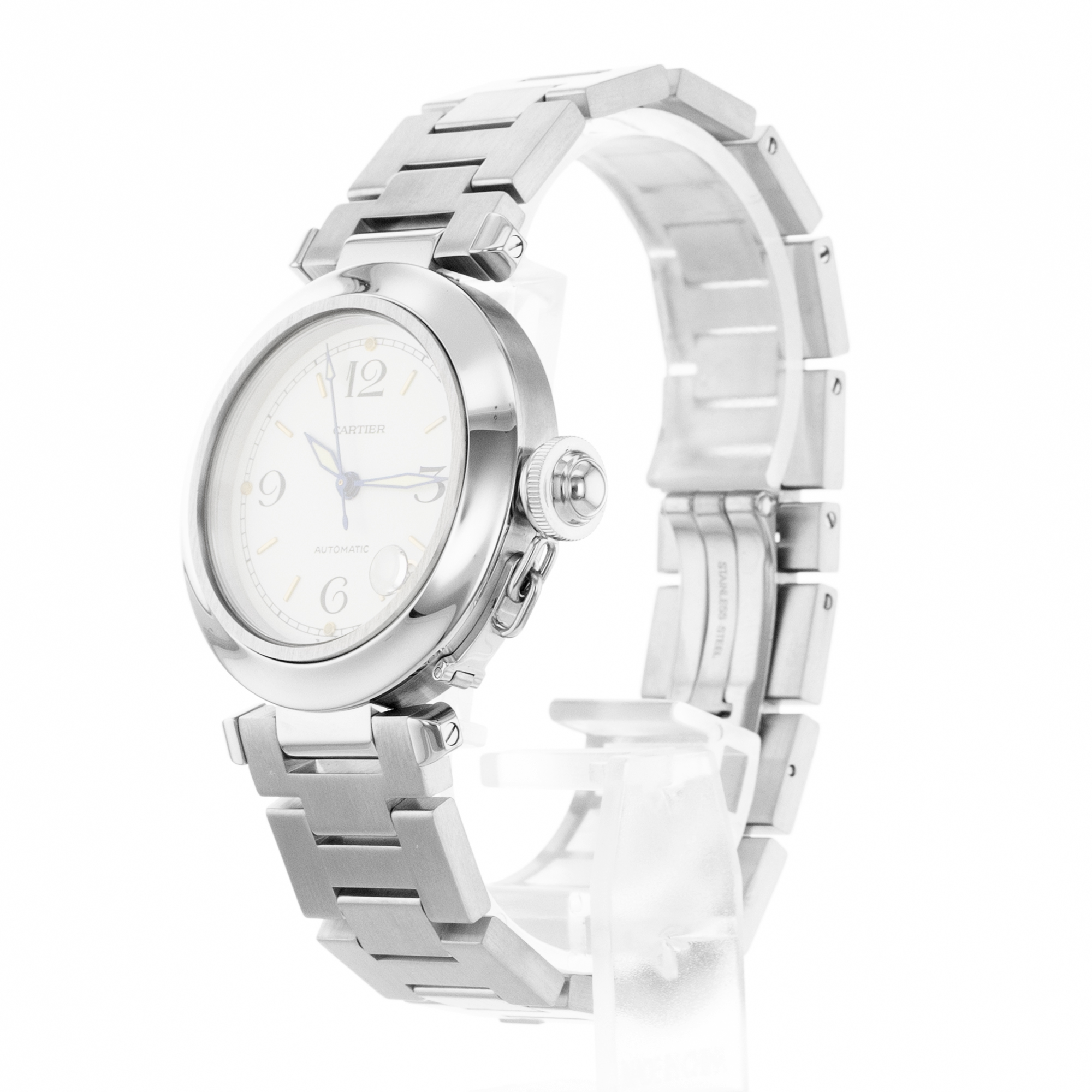 Cartier Pasha W31015M7 2324 35mm White Arabic steel Automatic Mens Watch thumbnail 5