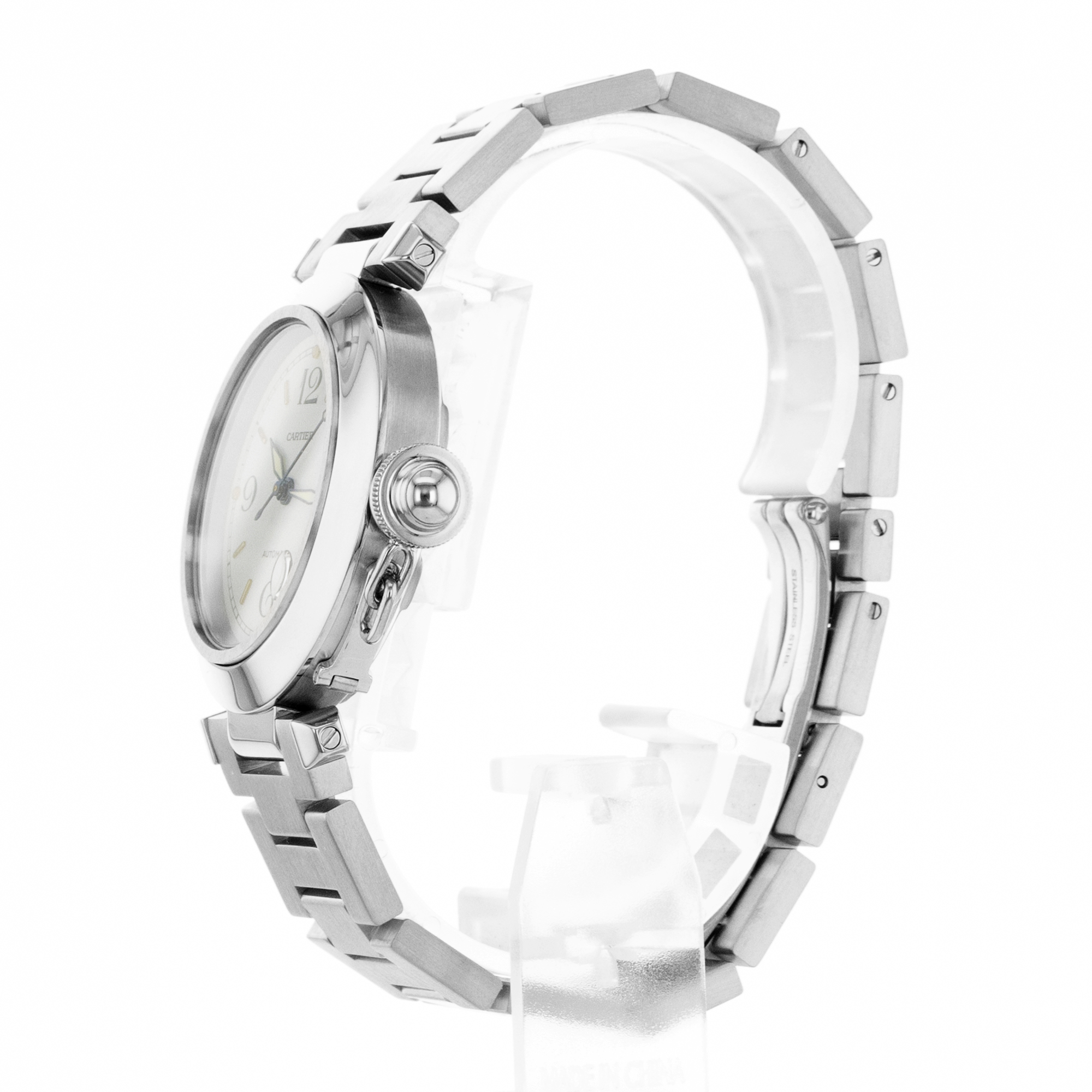 Cartier Pasha W31015M7 2324 35mm White Arabic steel Automatic Mens Watch thumbnail 6