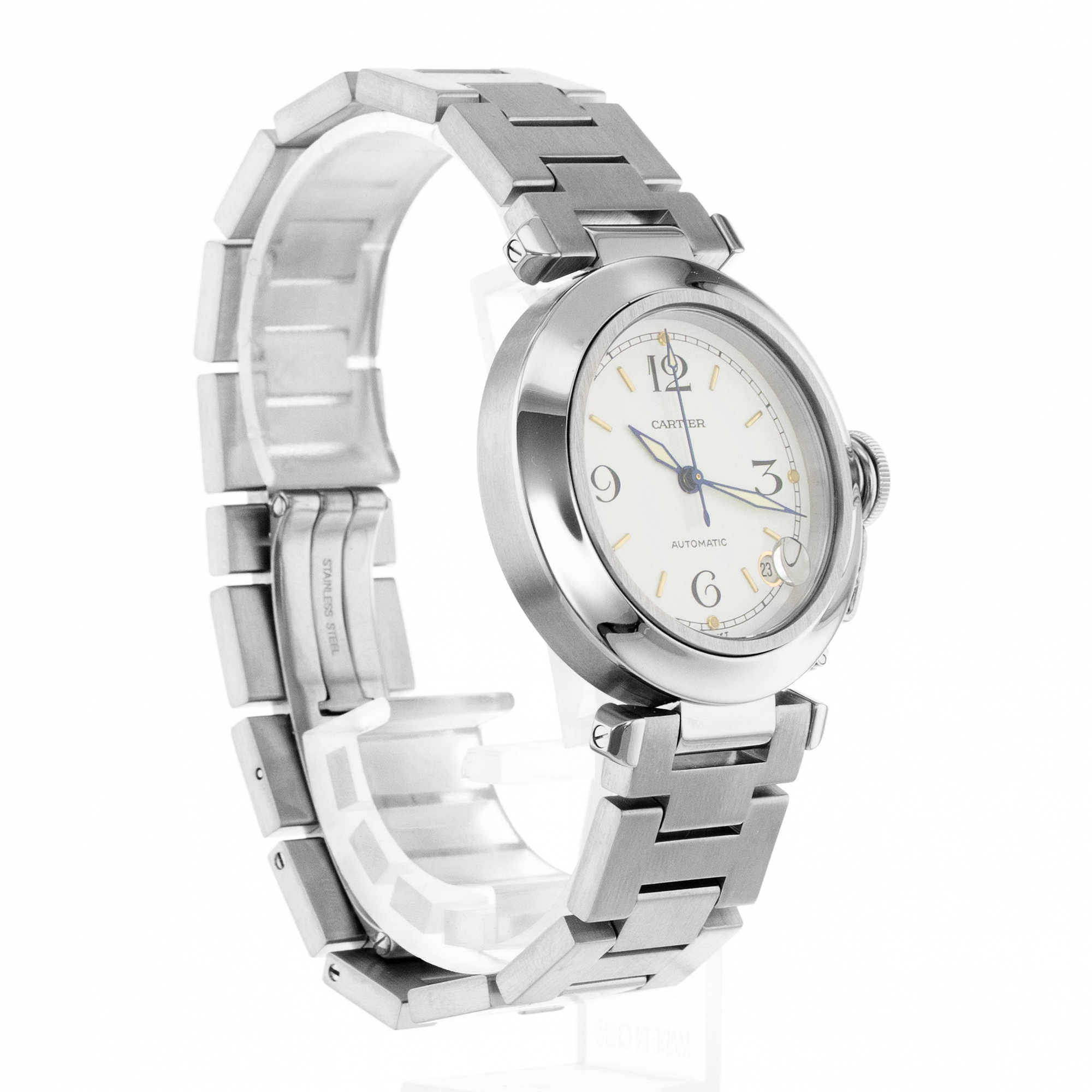 Cartier Pasha W31015M7 2324 35mm White Arabic steel Automatic Mens Watch thumbnail 8