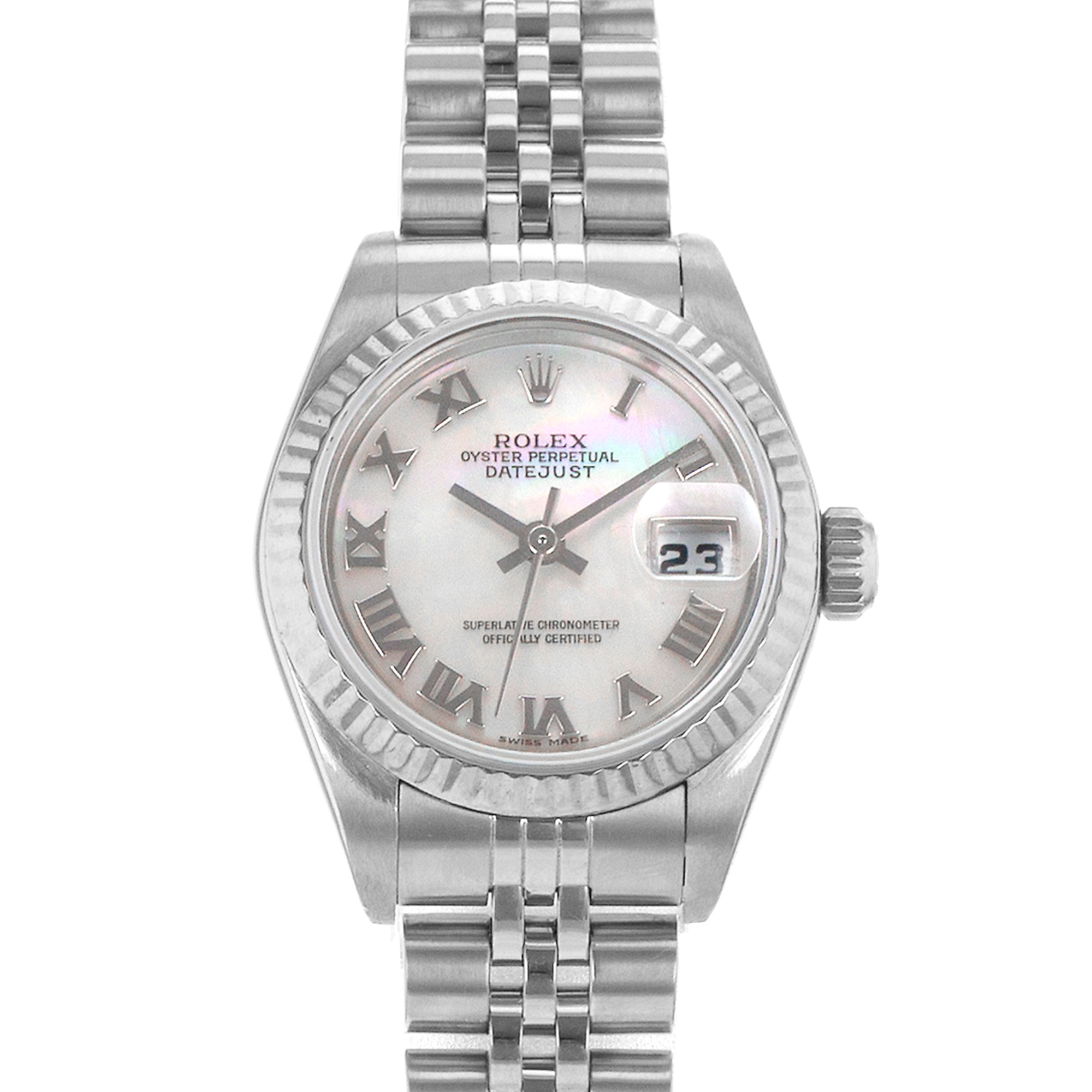 Rolex Datejust 26 79174 Factory Mother of Pearl Steel White Gold Ladies Watch thumbnail 1