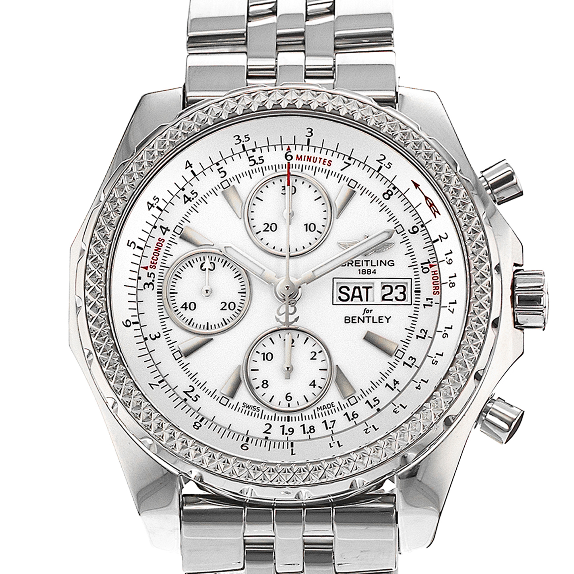Breitling Bentley GT A13362 45mm Chronograph White Index Steel Men's Watch thumbnail 1