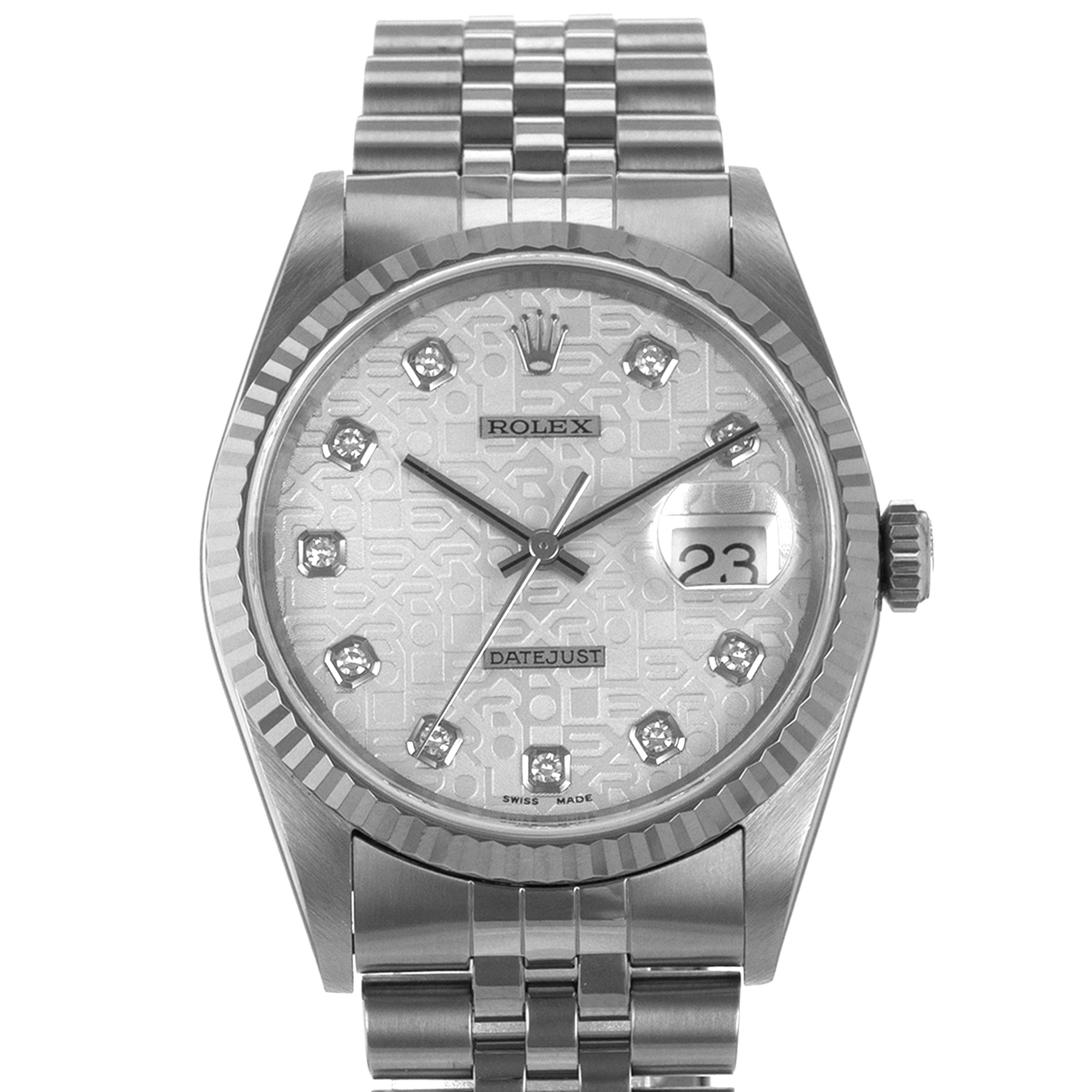 Rolex Datejust 36 16234 Silver Big Diamond Steel White Gold Jubilee Mens Watch thumbnail 1