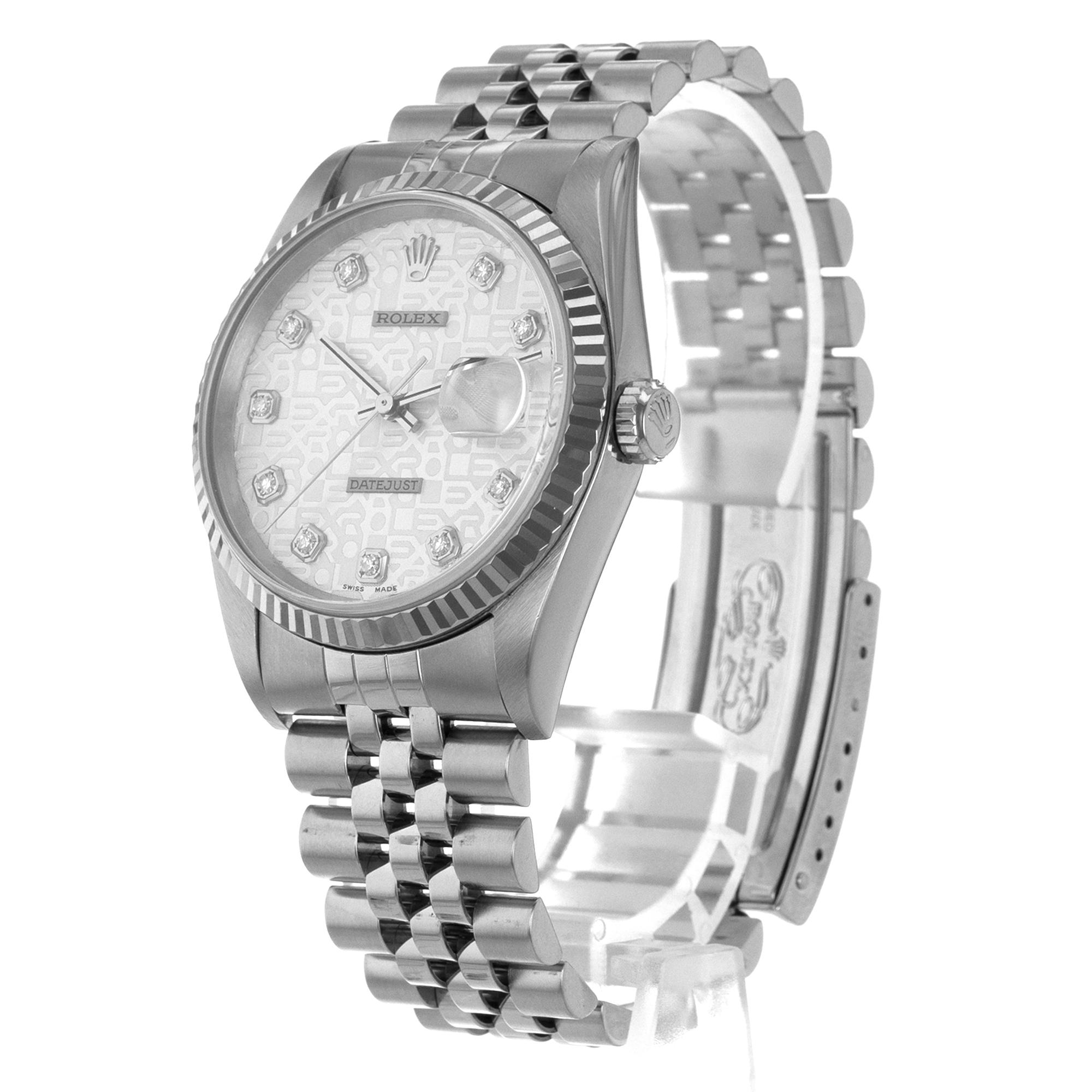 Rolex Datejust 36 16234 Silver Big Diamond Steel White Gold Jubilee Mens Watch thumbnail 5