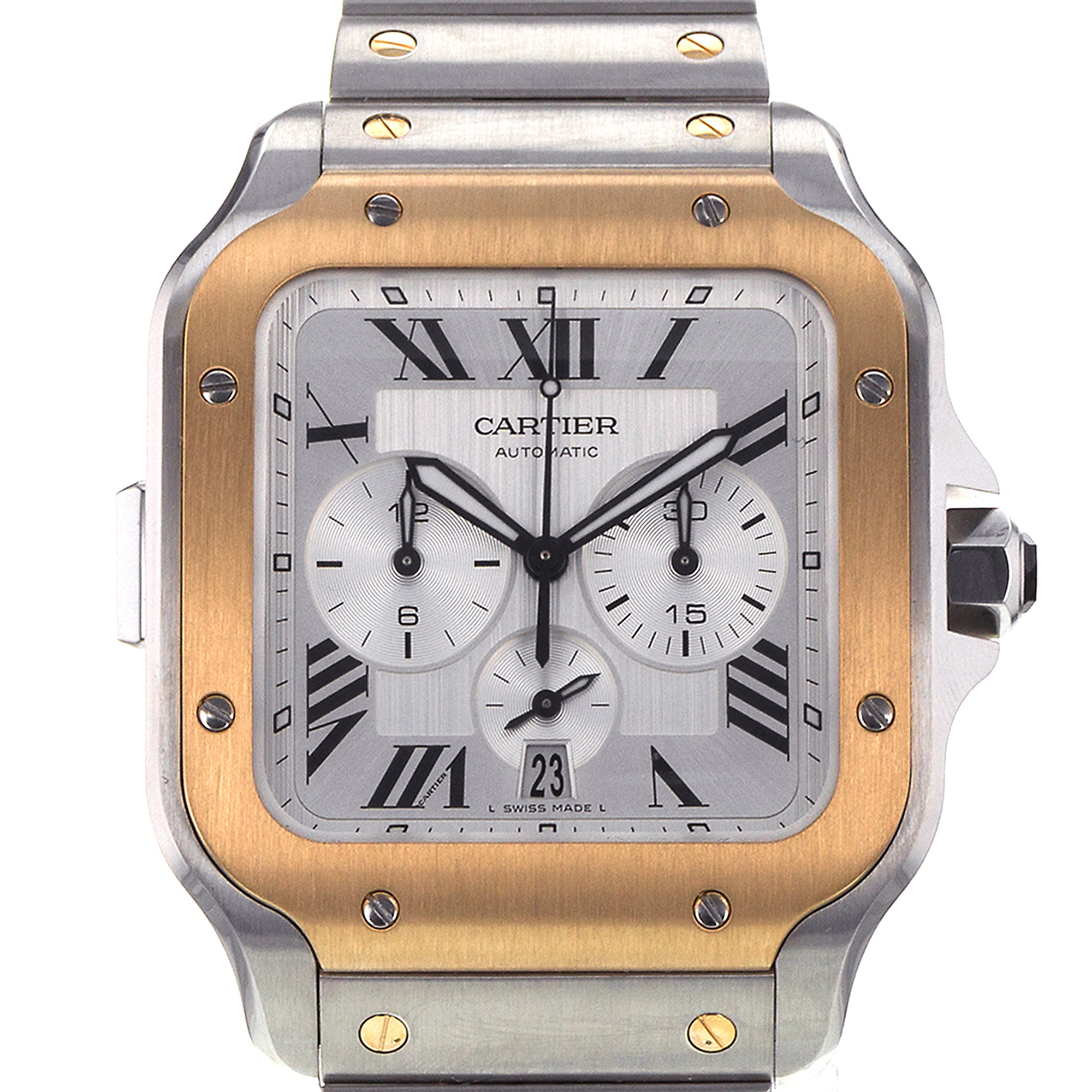 Cartier Santos W2SA0008 4183 43mm Chronograph Steel Yellow Gold Mens Watch thumbnail 1