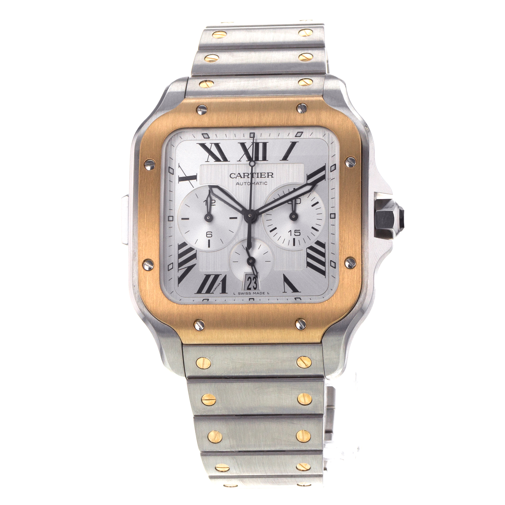 Cartier Santos W2SA0008 4183 43mm Chronograph Steel Yellow Gold Mens Watch thumbnail 4