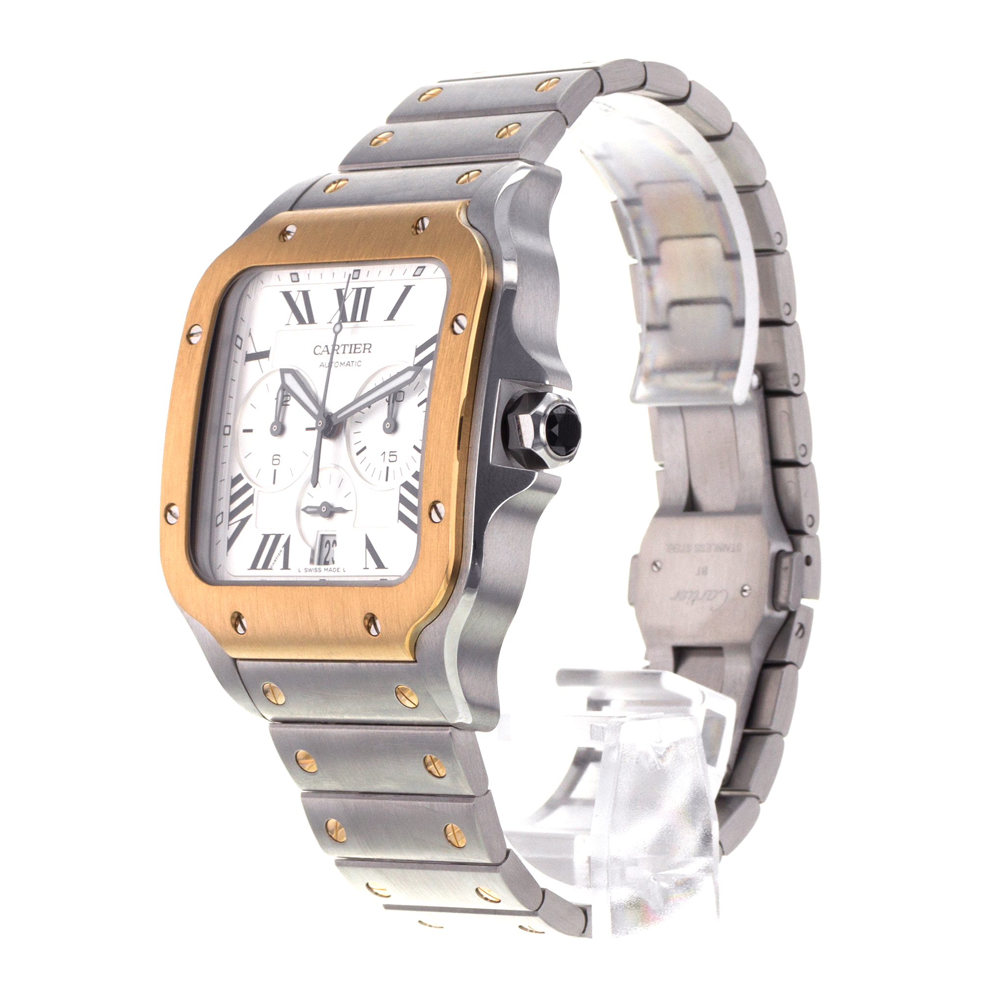 Cartier Santos W2SA0008 4183 43mm Chronograph Steel Yellow Gold Mens Watch thumbnail 5