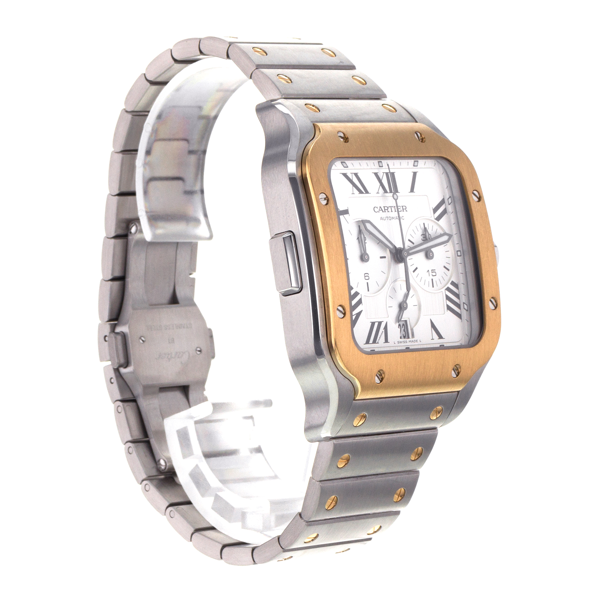 Cartier Santos W2SA0008 4183 43mm Chronograph Steel Yellow Gold Mens Watch thumbnail 8